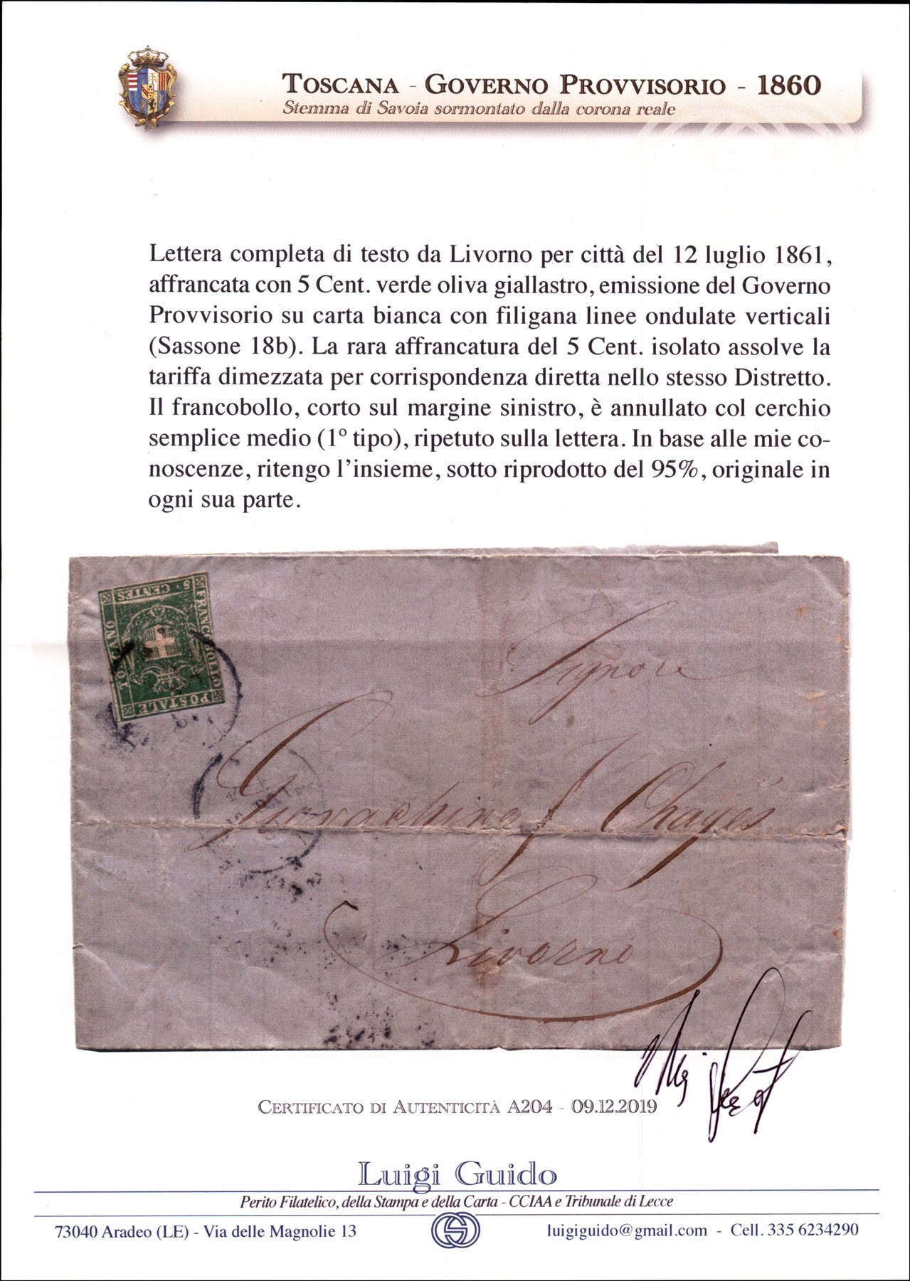 Italia / Antichi Stati Italiani / Toscana / Governo Provvisorio / Posta Ordinaria