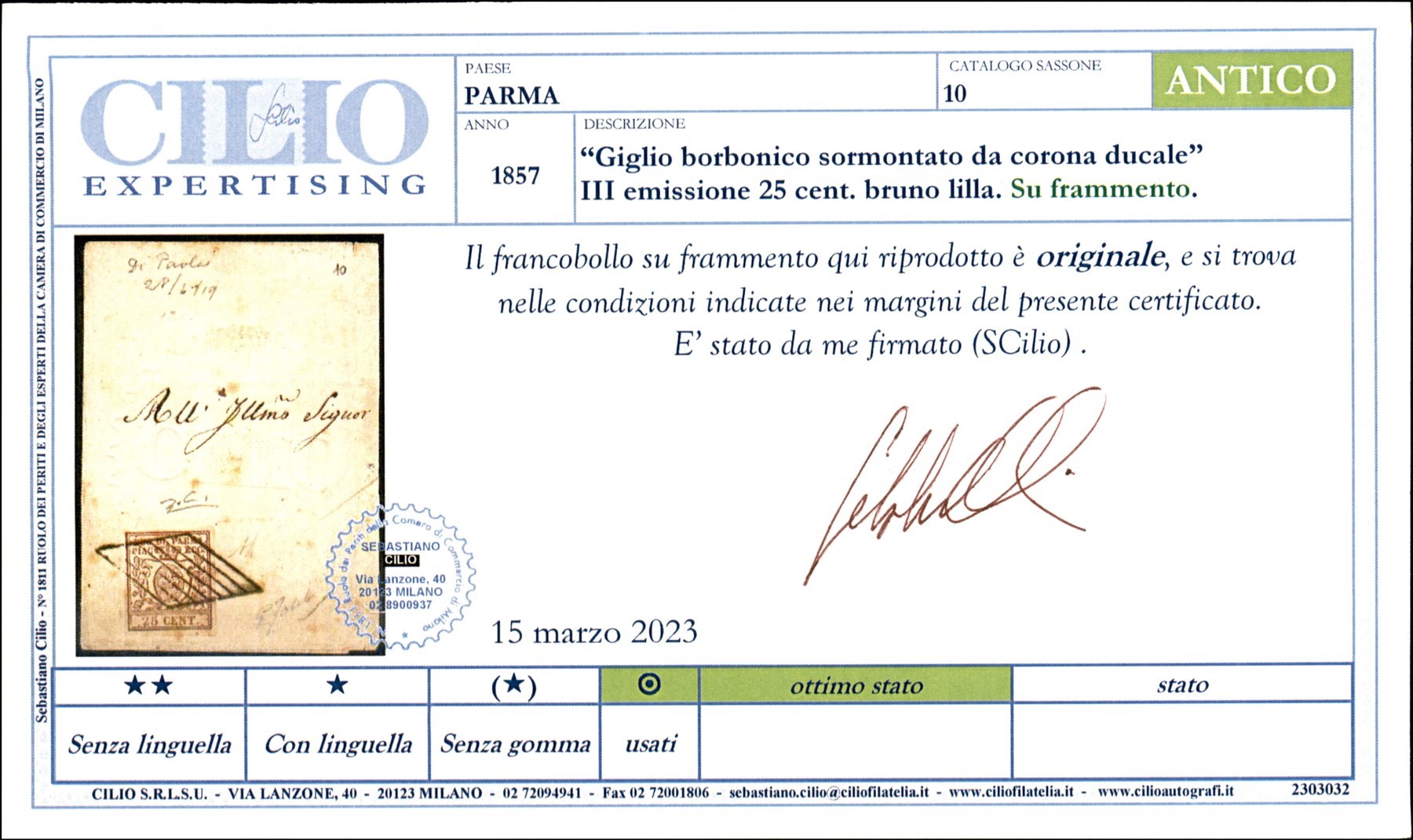 Italia / Antichi Stati Italiani / Parma / Posta Ordinaria