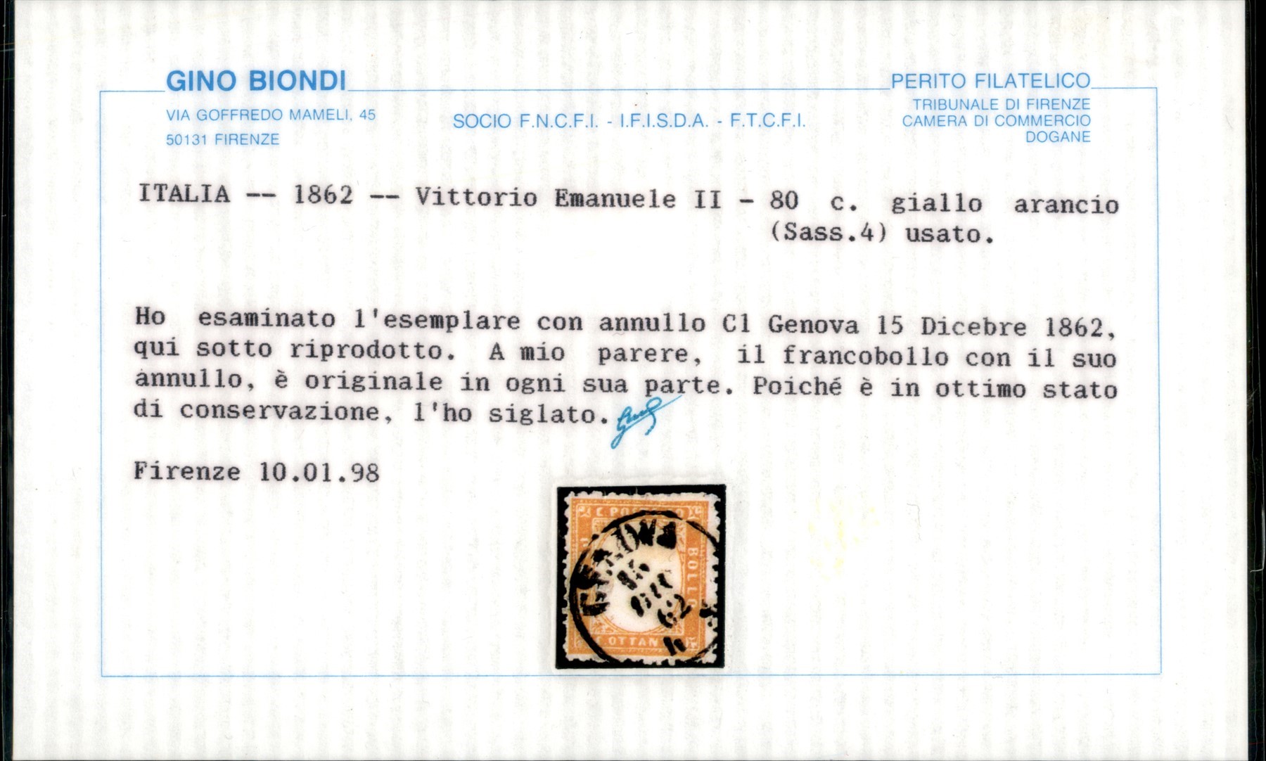 Italia / Regno / Vittorio Emanuele II / Posta Ordinaria