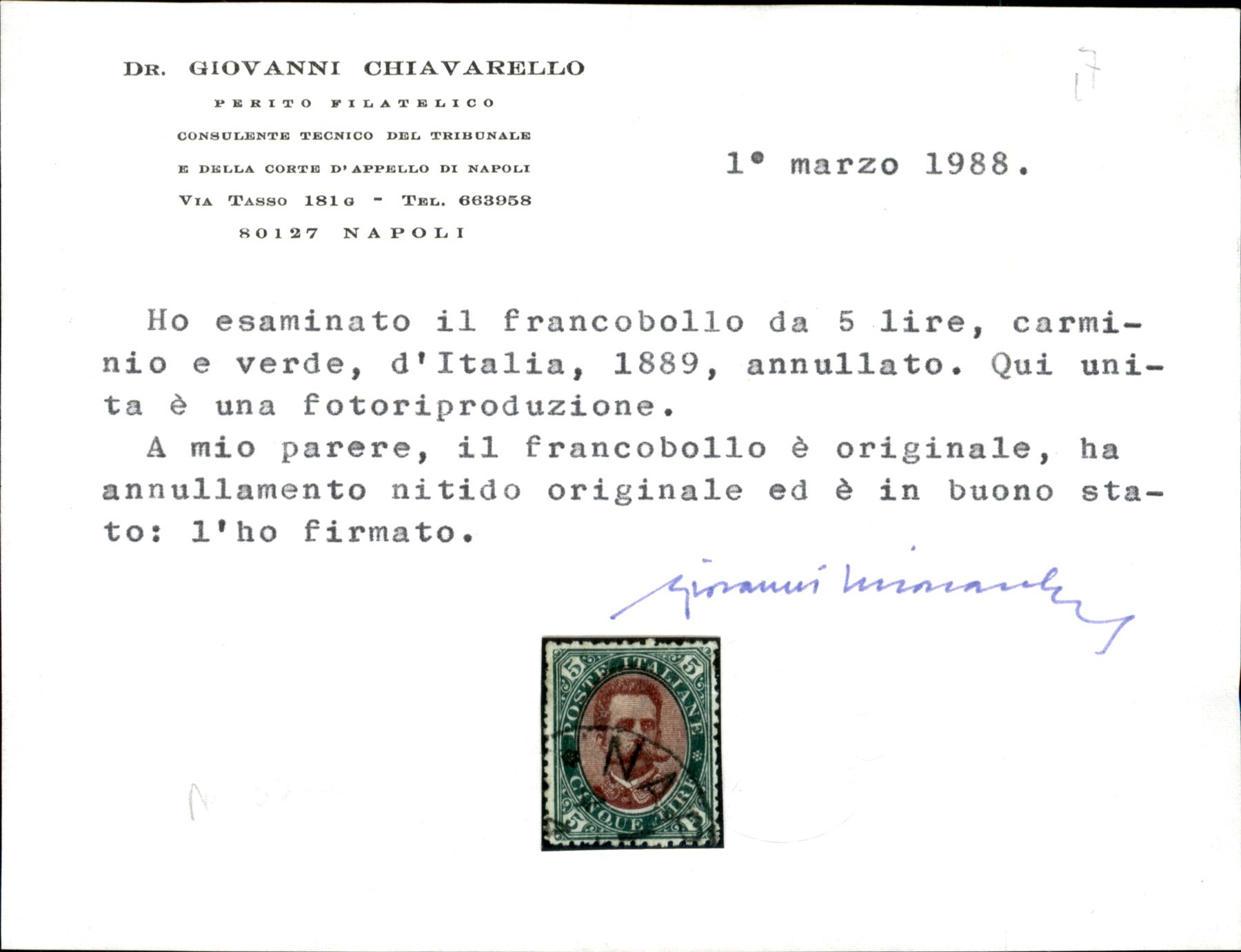 Italia / Regno / Umberto i / Posta Ordinaria