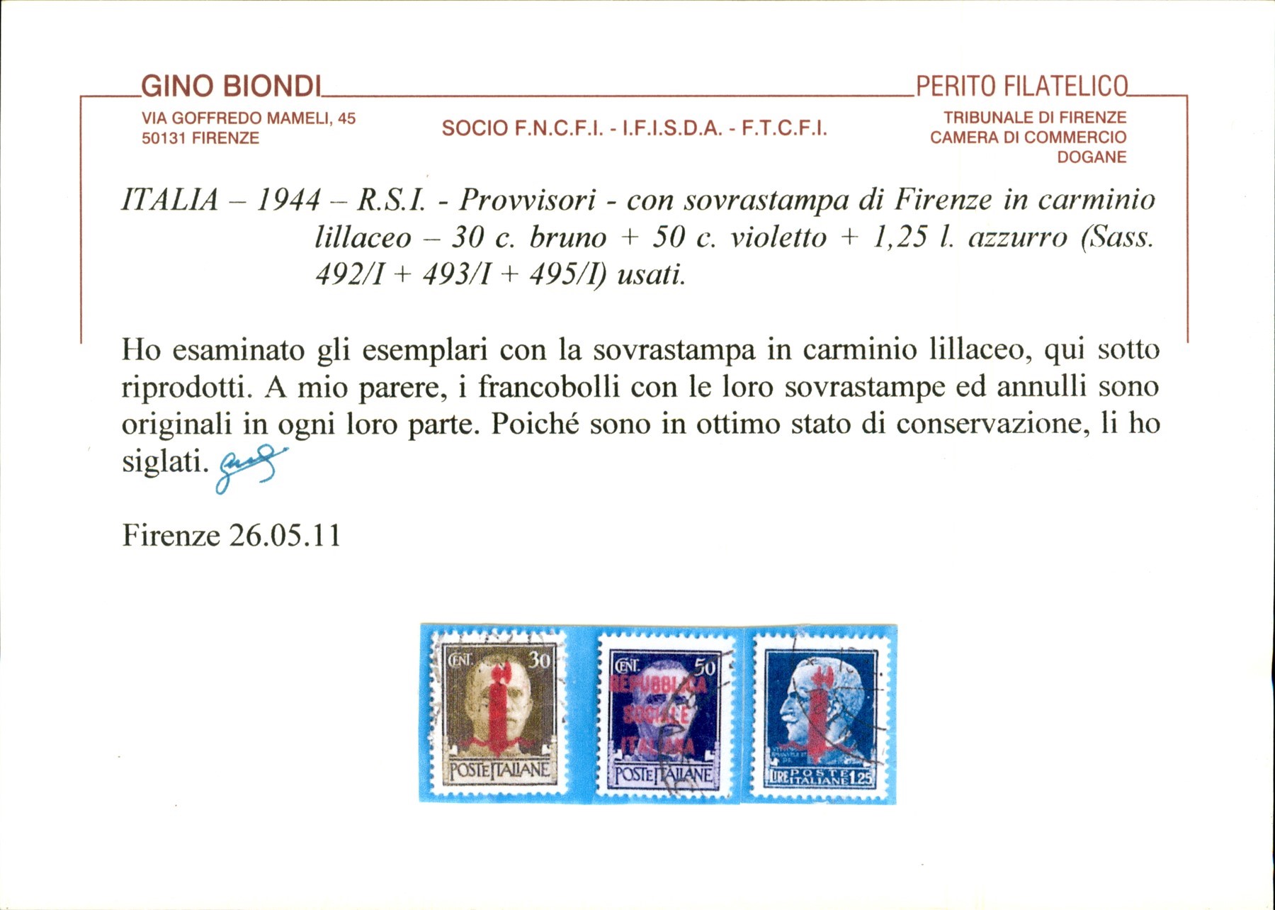 Italia / Rsi / Provvisori / Firenze / Posta Ordinaria