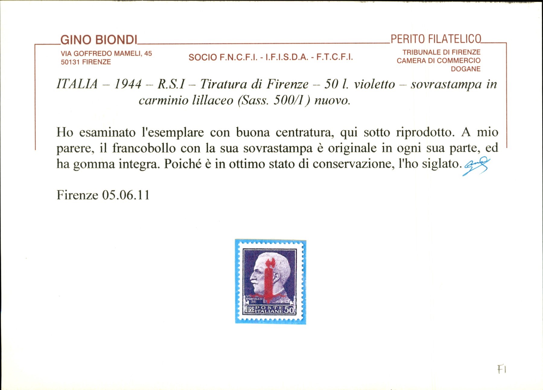 Italia / Rsi / Provvisori / Firenze / Posta Ordinaria