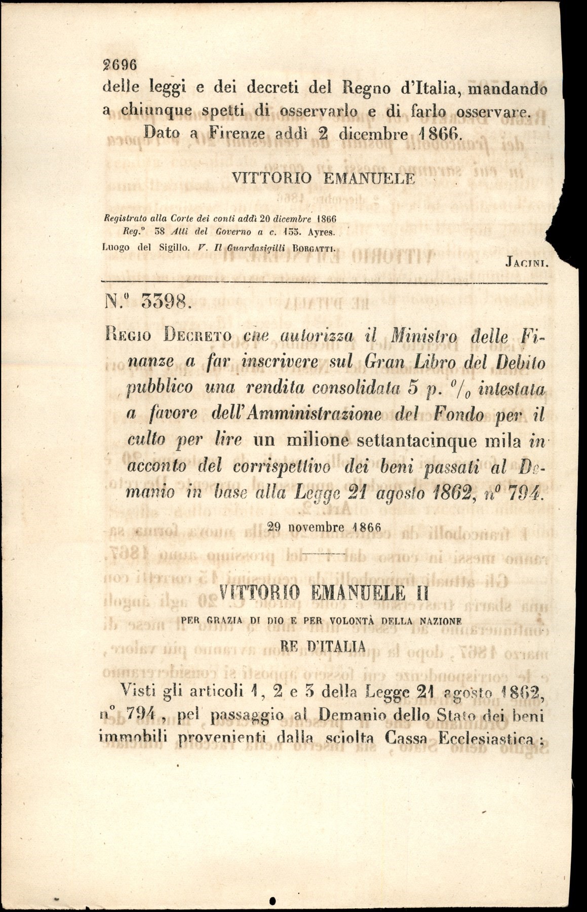 Italia / Regno / Vittorio Emanuele II / Saggi