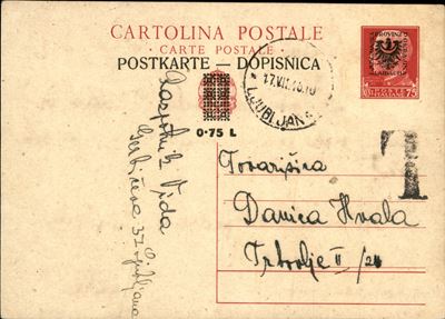Italia / Occupazioni II Guerra Mondiale / Occupazione Tedesca / Lubiana / Posta Ordinaria