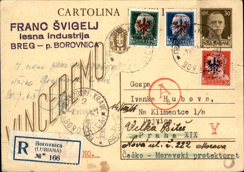 Italia / Occupazioni II Guerra Mondiale / Occupazione Tedesca / Lubiana / Posta Ordinaria