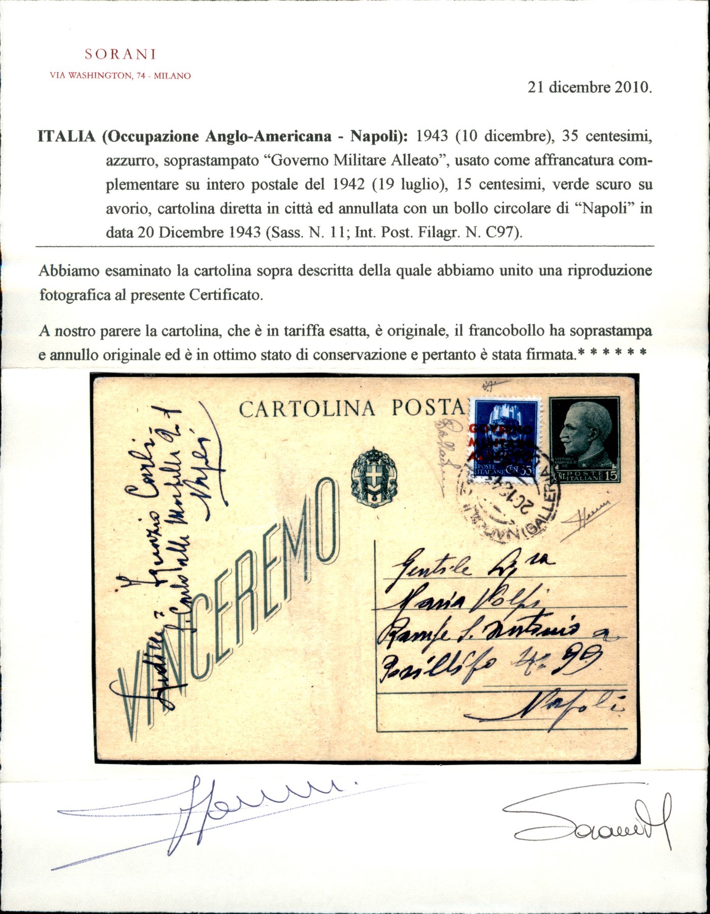 Italia / Occupazioni Straniere di Territori Italiani / Occupazione Anglo-americana / Napoli / Pos...