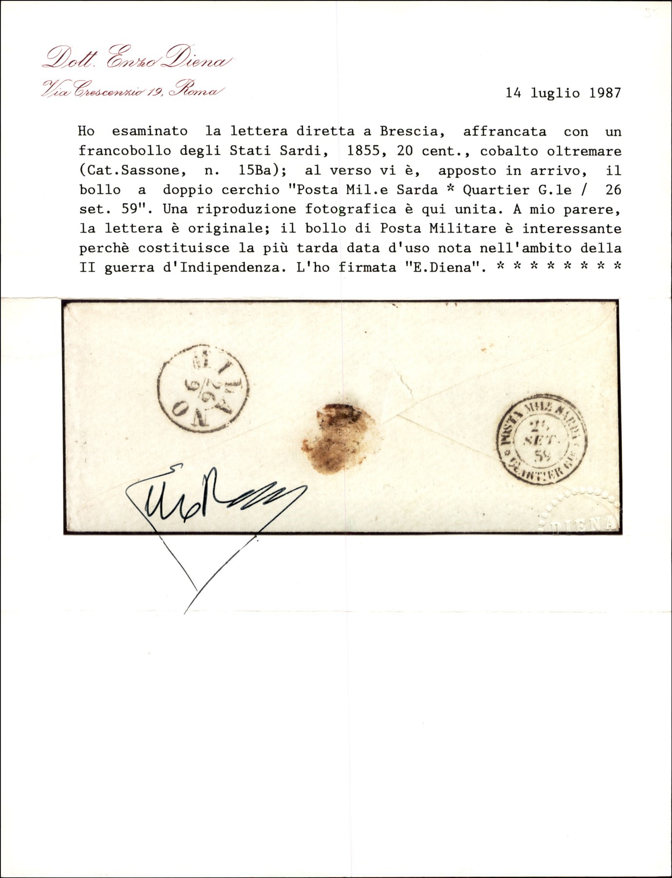 ITALIA / Antichi Stati Italiani / Sardegna / Posta militare