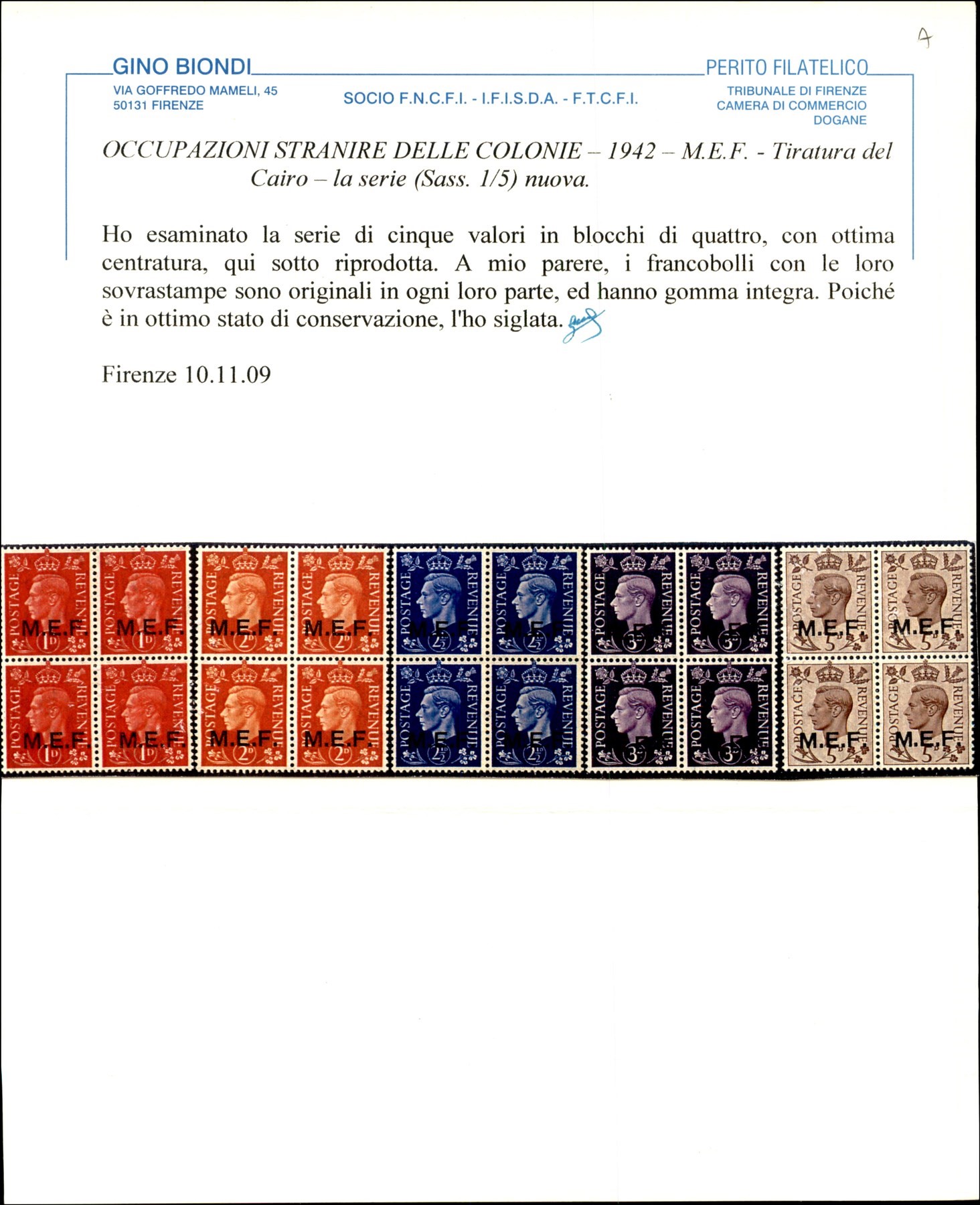 Italia / Occupazioni Straniere delle Colonie / Occupazione Britannica / M.e.f. / Posta Ordinaria