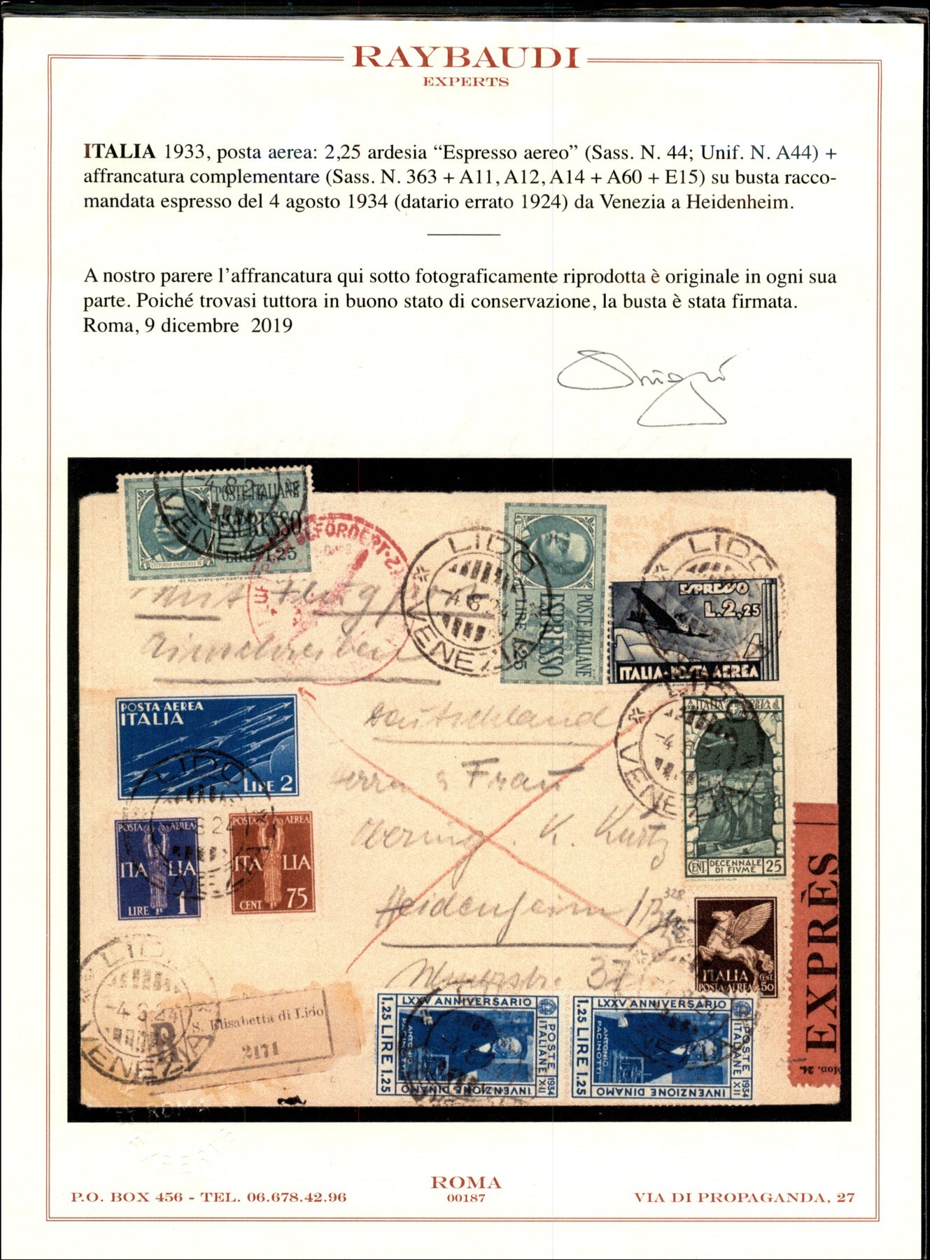 Italia / Regno / Posta Aerea