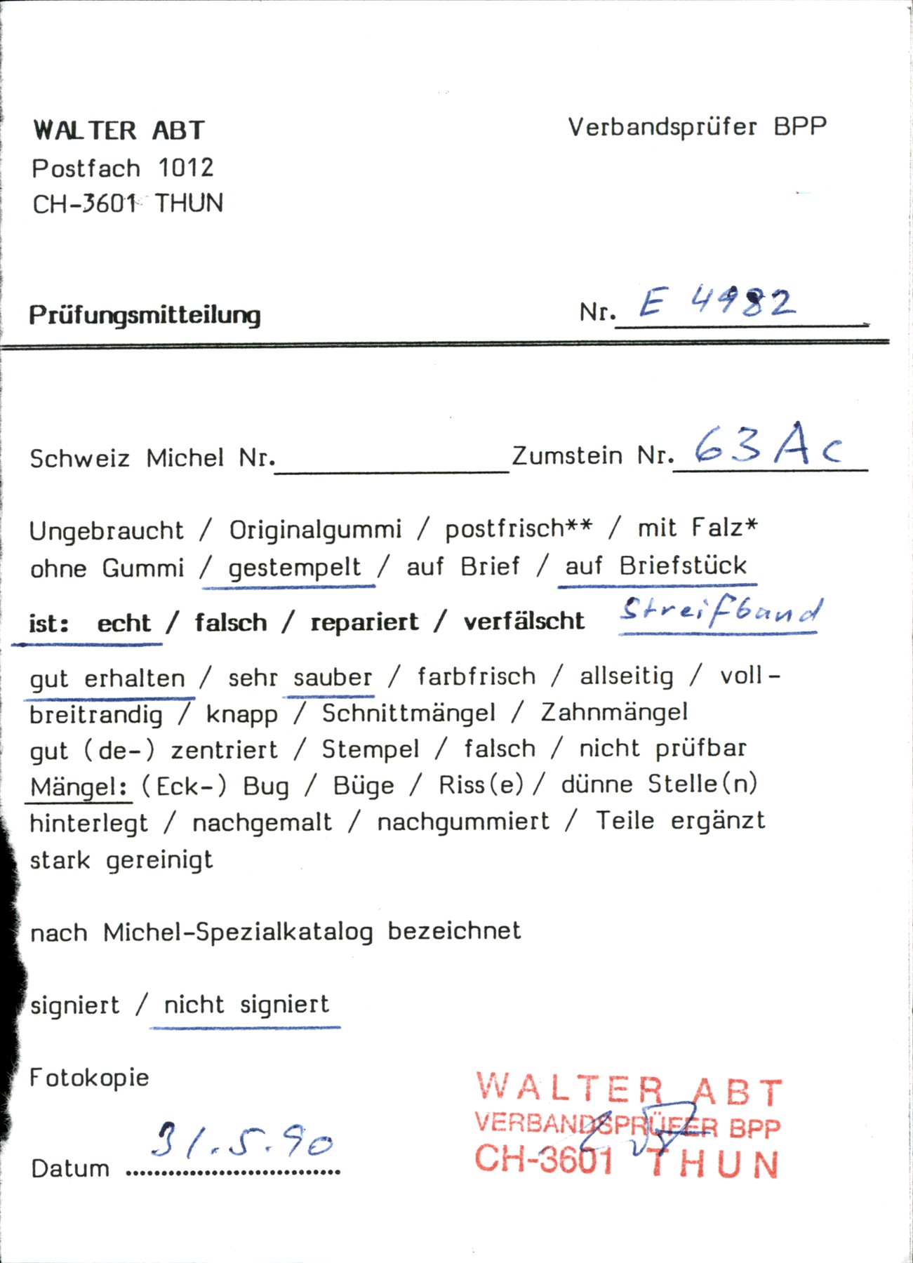 Svizzera / Posta Ordinaria