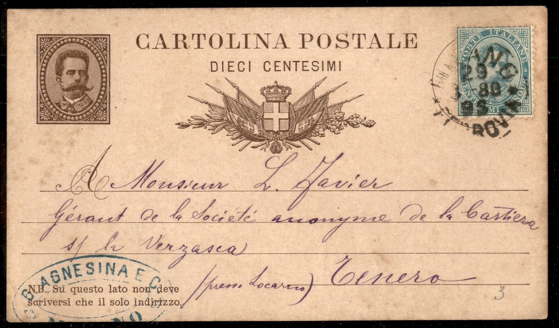 Italia / Regno / Umberto i / Posta Ordinaria