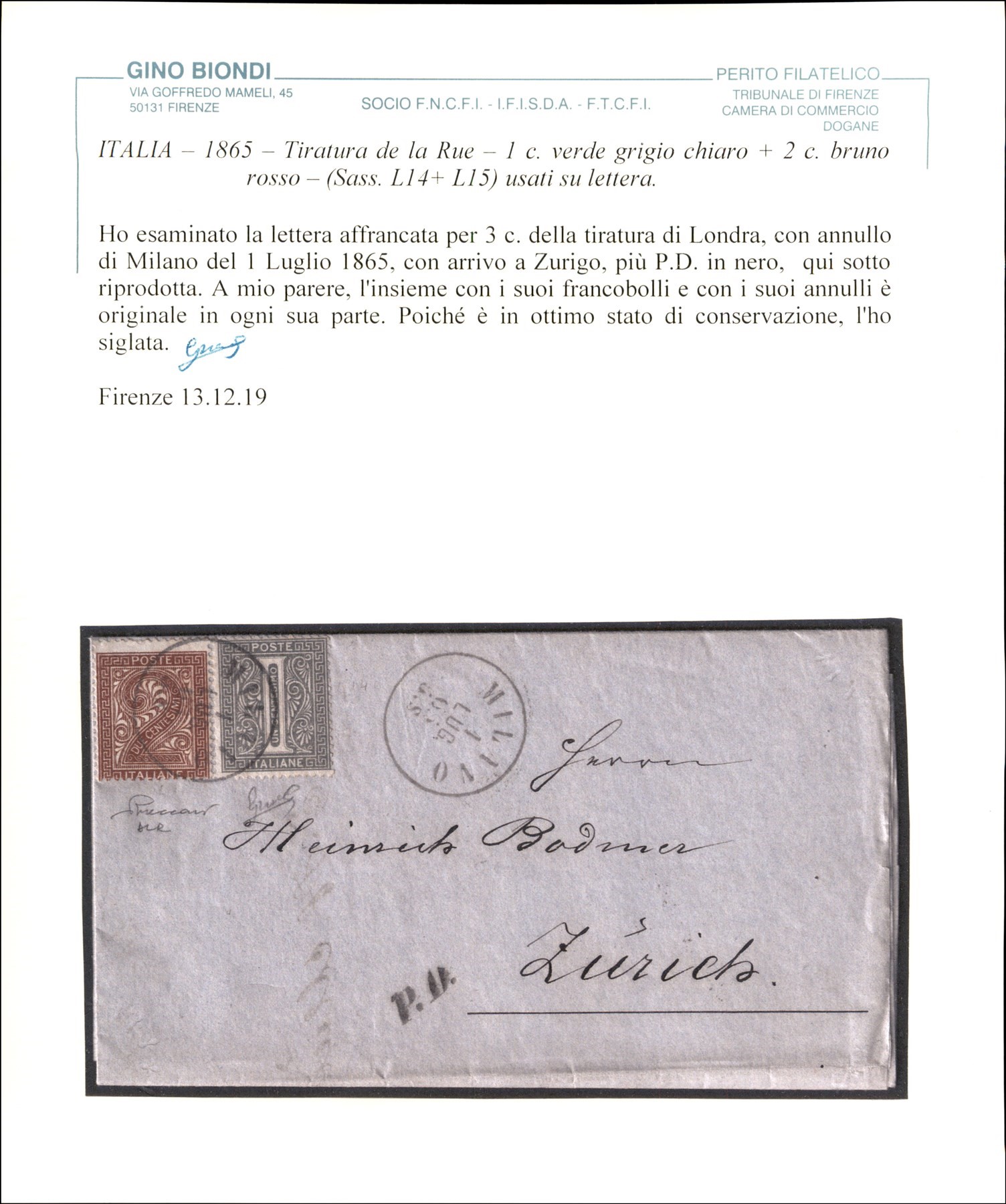 Italia / Regno / Vittorio Emanuele II / Posta Ordinaria