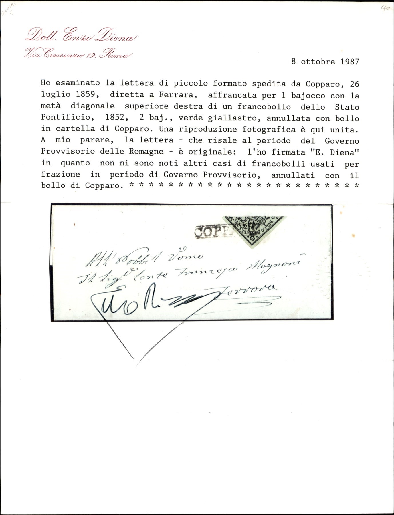 ITALIA / Antichi Stati Italiani / Romagne / Posta ordinaria