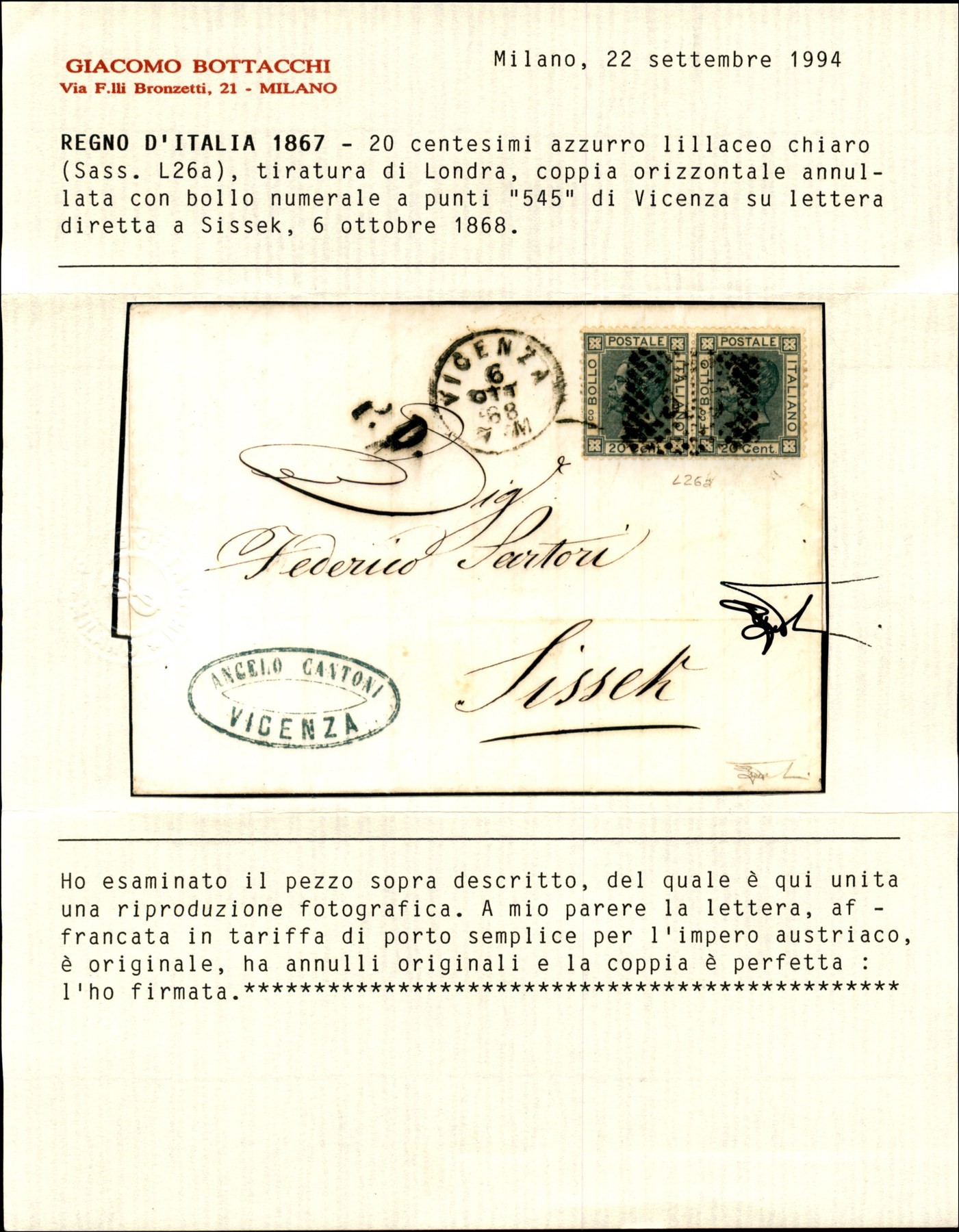 Italia / Regno / Vittorio Emanuele II / Posta Ordinaria