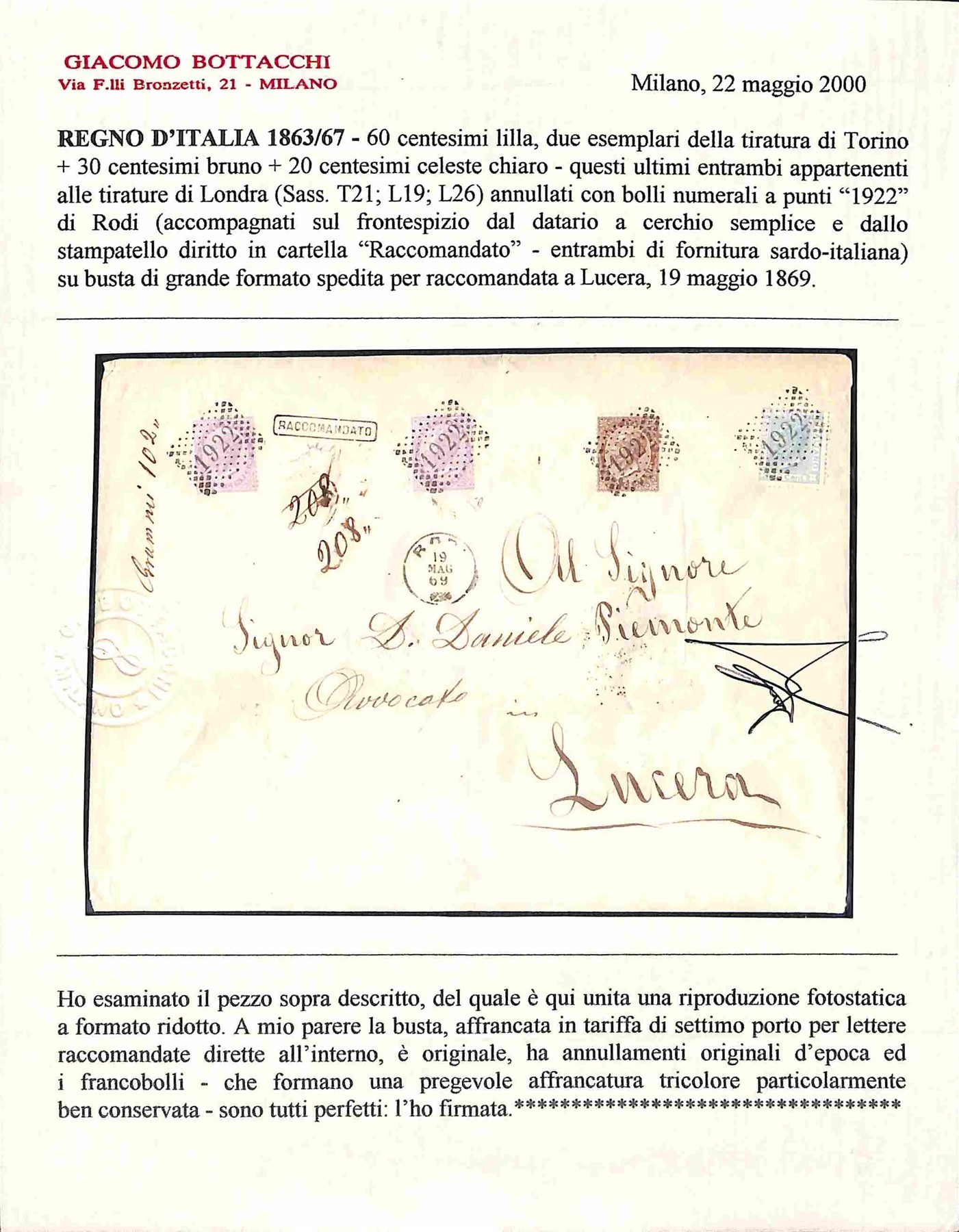 Italia / Regno / Vittorio Emanuele II / Posta Ordinaria