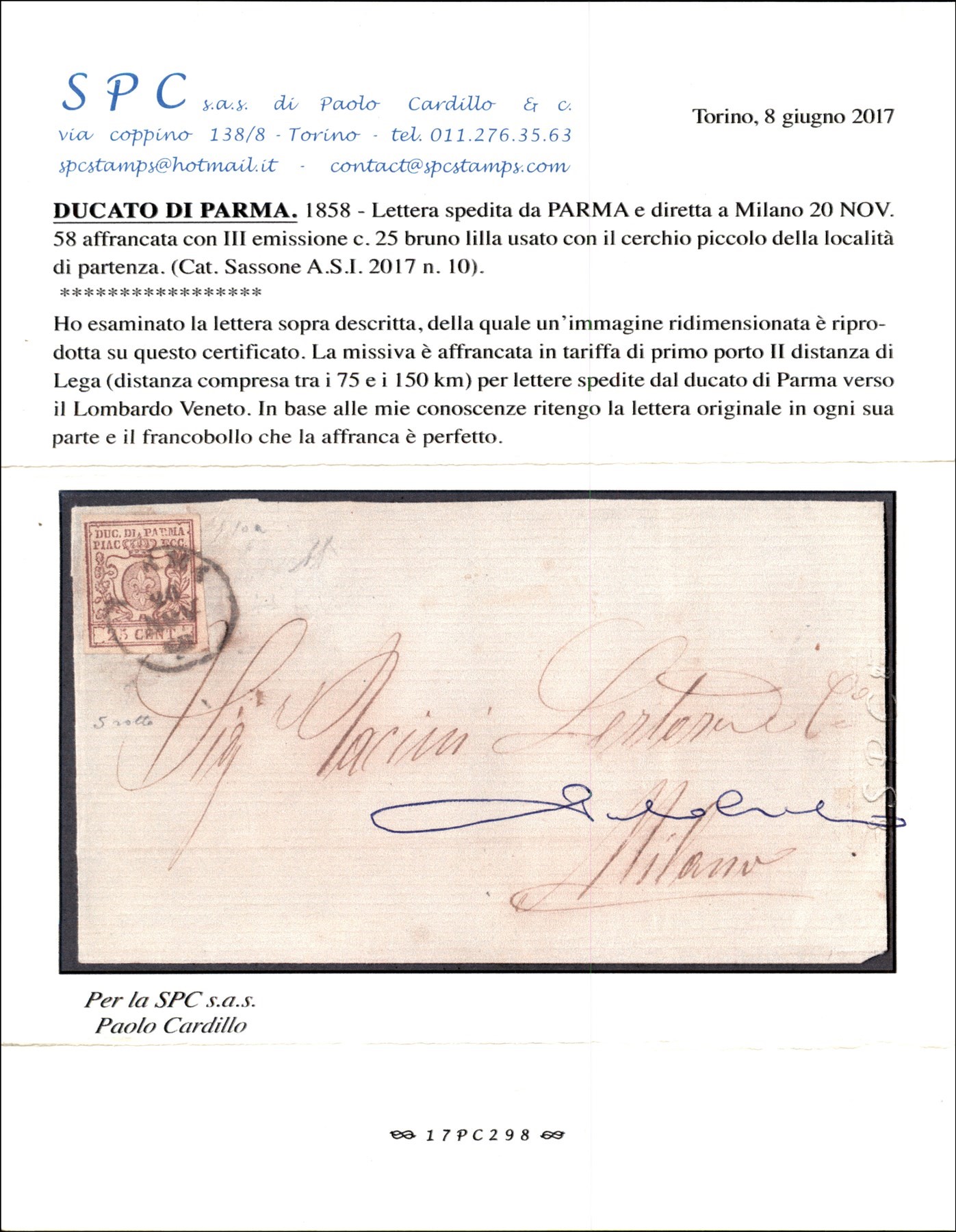 ITALIA / Antichi Stati Italiani / Parma / Posta ordinaria