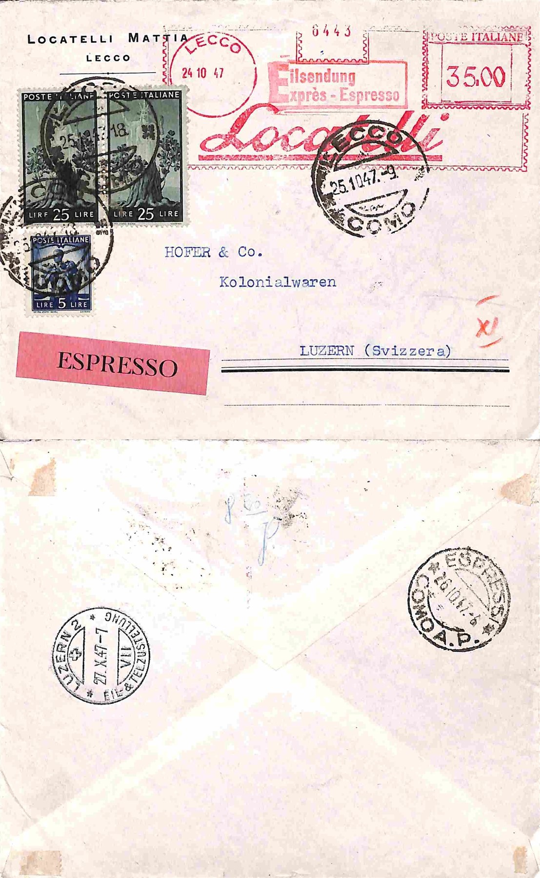 ITALIA / Repubblica / Posta ordinaria + aerea