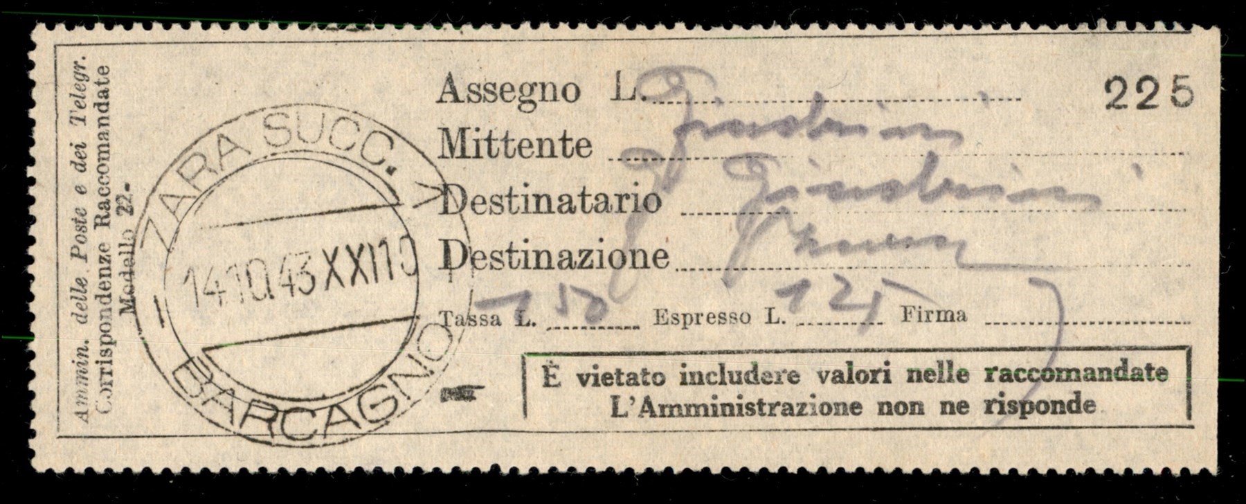 Italia / Occupazioni II Guerra Mondiale / Occupazione Tedesca / Zara / Posta Ordinaria + Aerea + ...