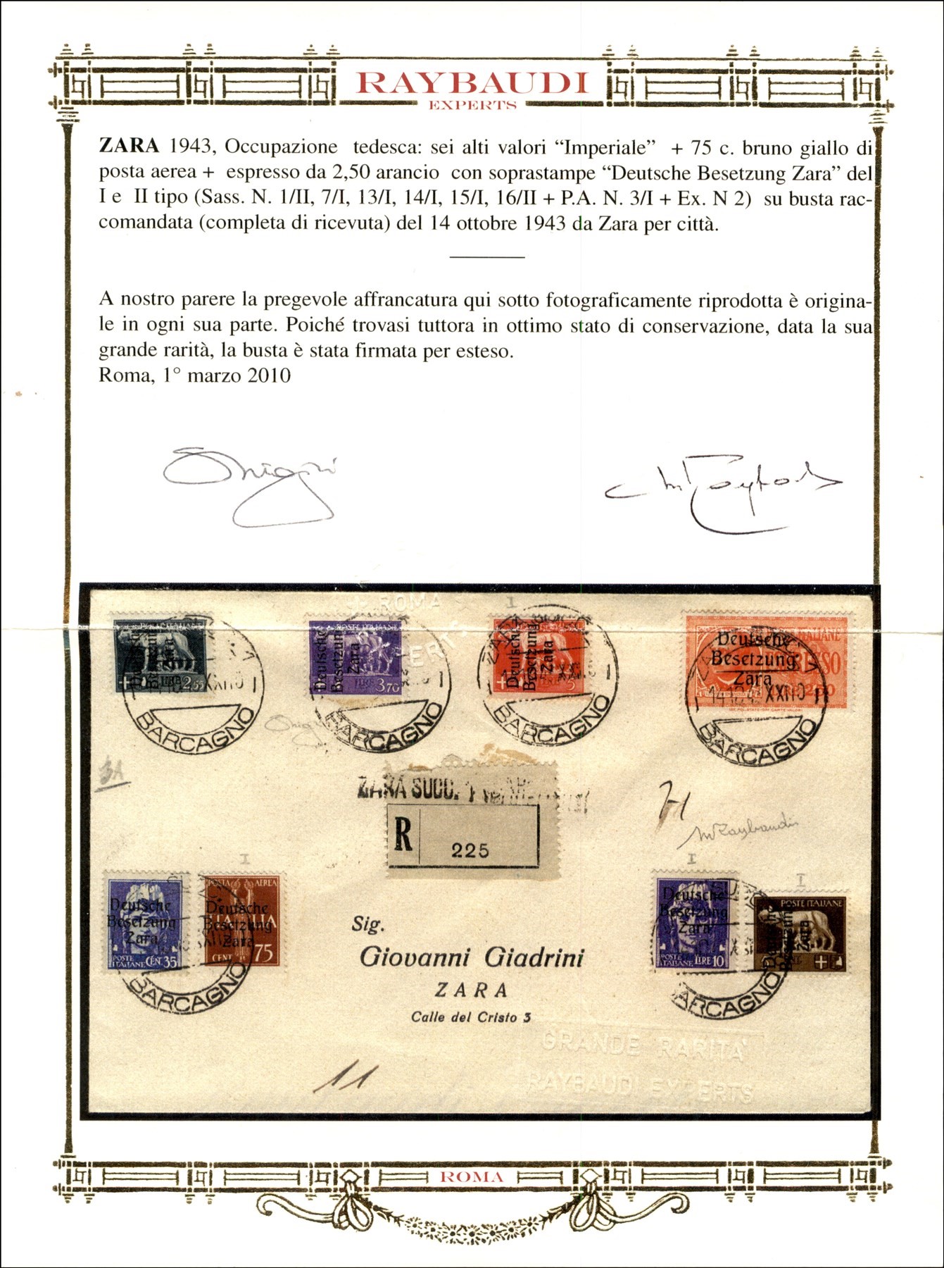 Italia / Occupazioni II Guerra Mondiale / Occupazione Tedesca / Zara / Posta Ordinaria + Aerea + ...