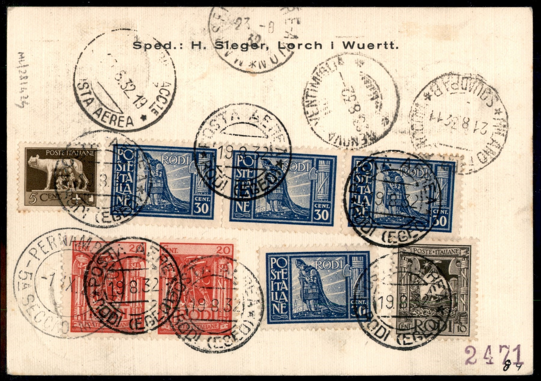 ITALIA / Colonie / Egeo / Emissioni generali / Aerogrammi