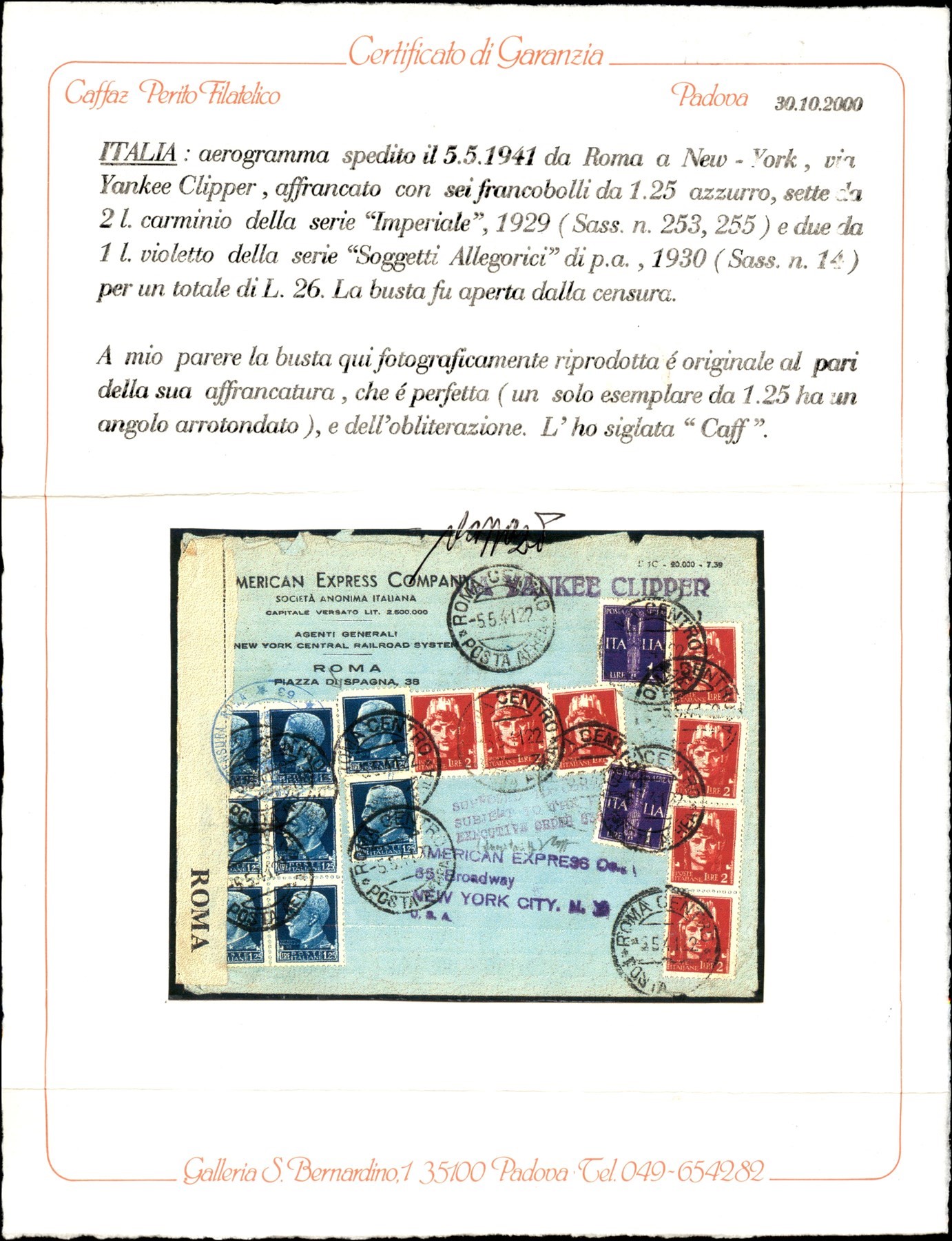Italia / Regno / Vittorio Emanuele III / Aerogrammi