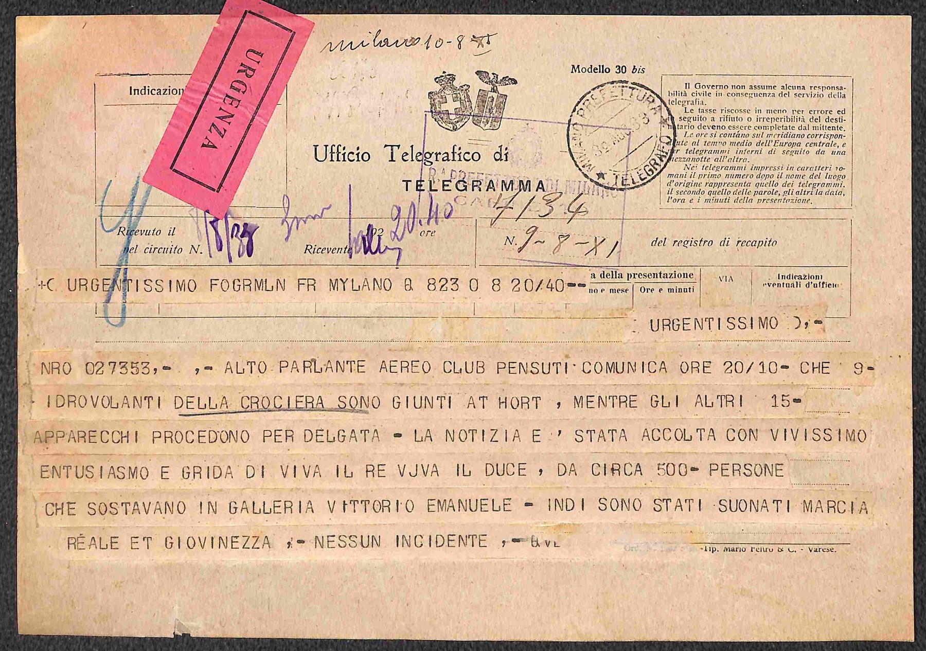 Italia / Regno / Vittorio Emanuele III / Aerogrammi