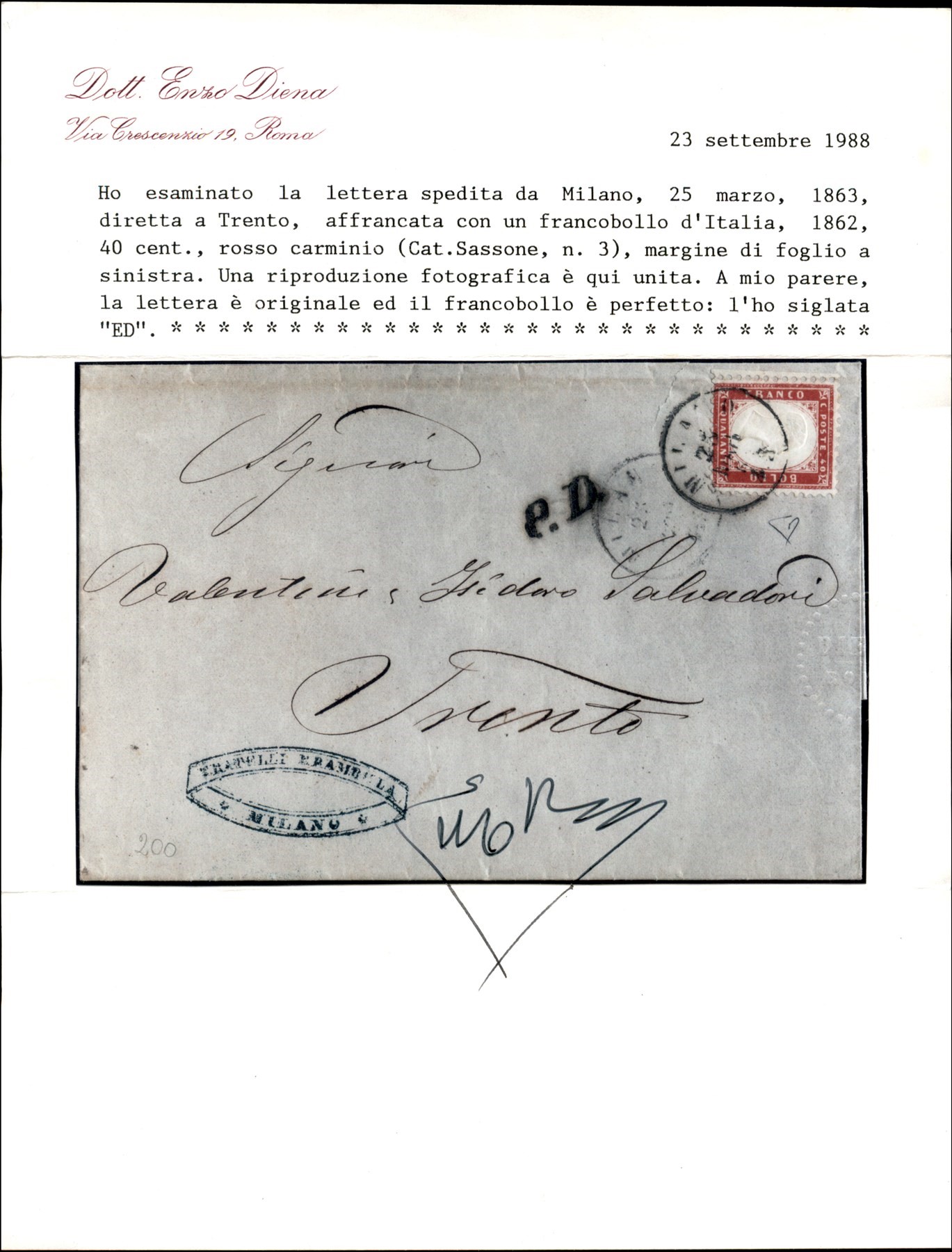 Italia / Regno / Vittorio Emanuele II / Posta Ordinaria
