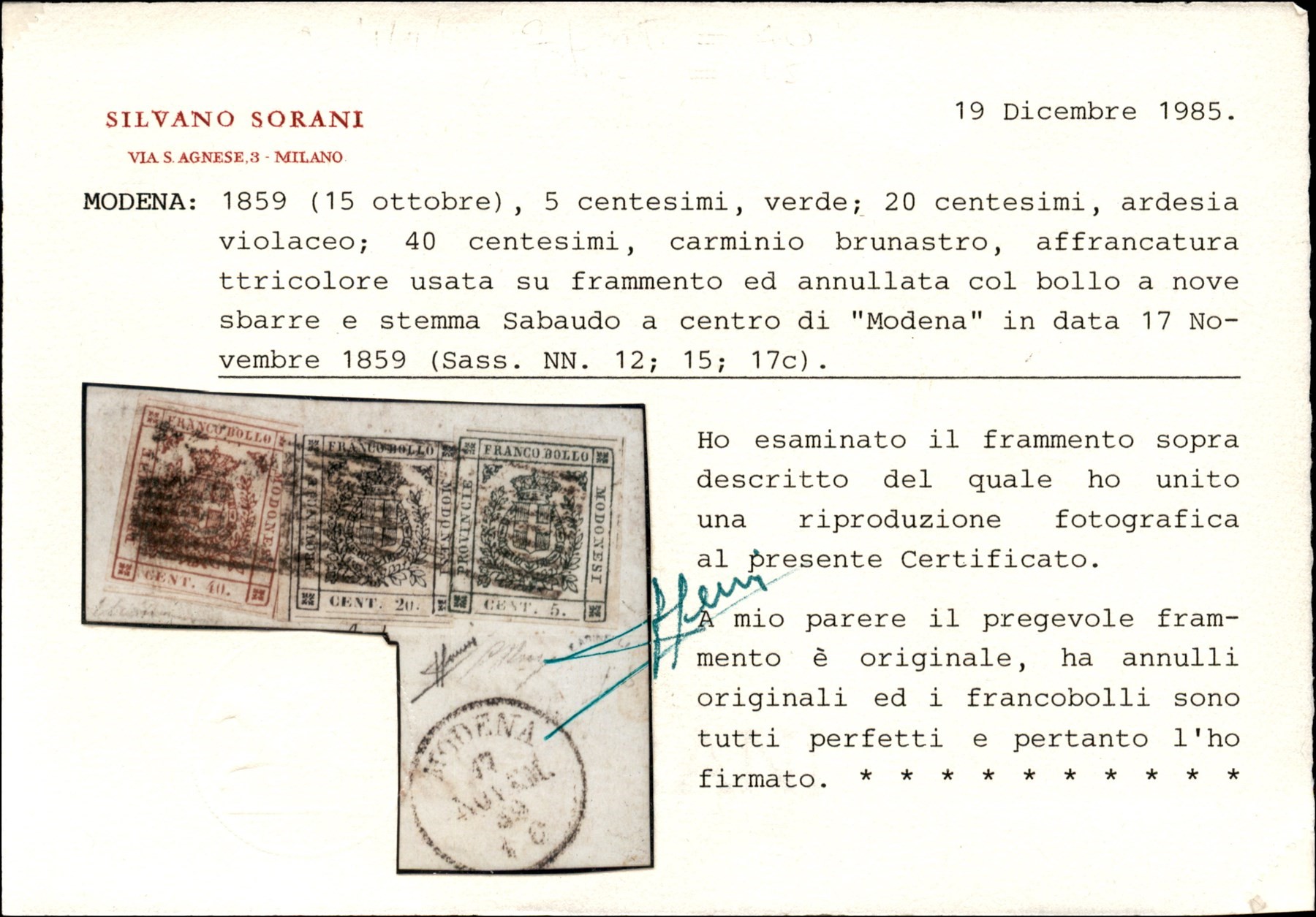 ITALIA / Antichi Stati Italiani / Modena / Posta ordinaria