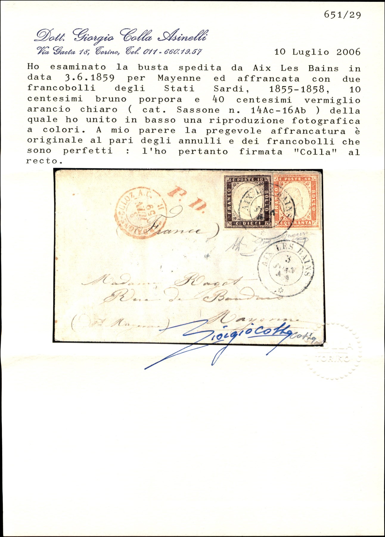 ITALIA / Antichi Stati Italiani / Sardegna / Annulli Savoia / Posta ordinaria