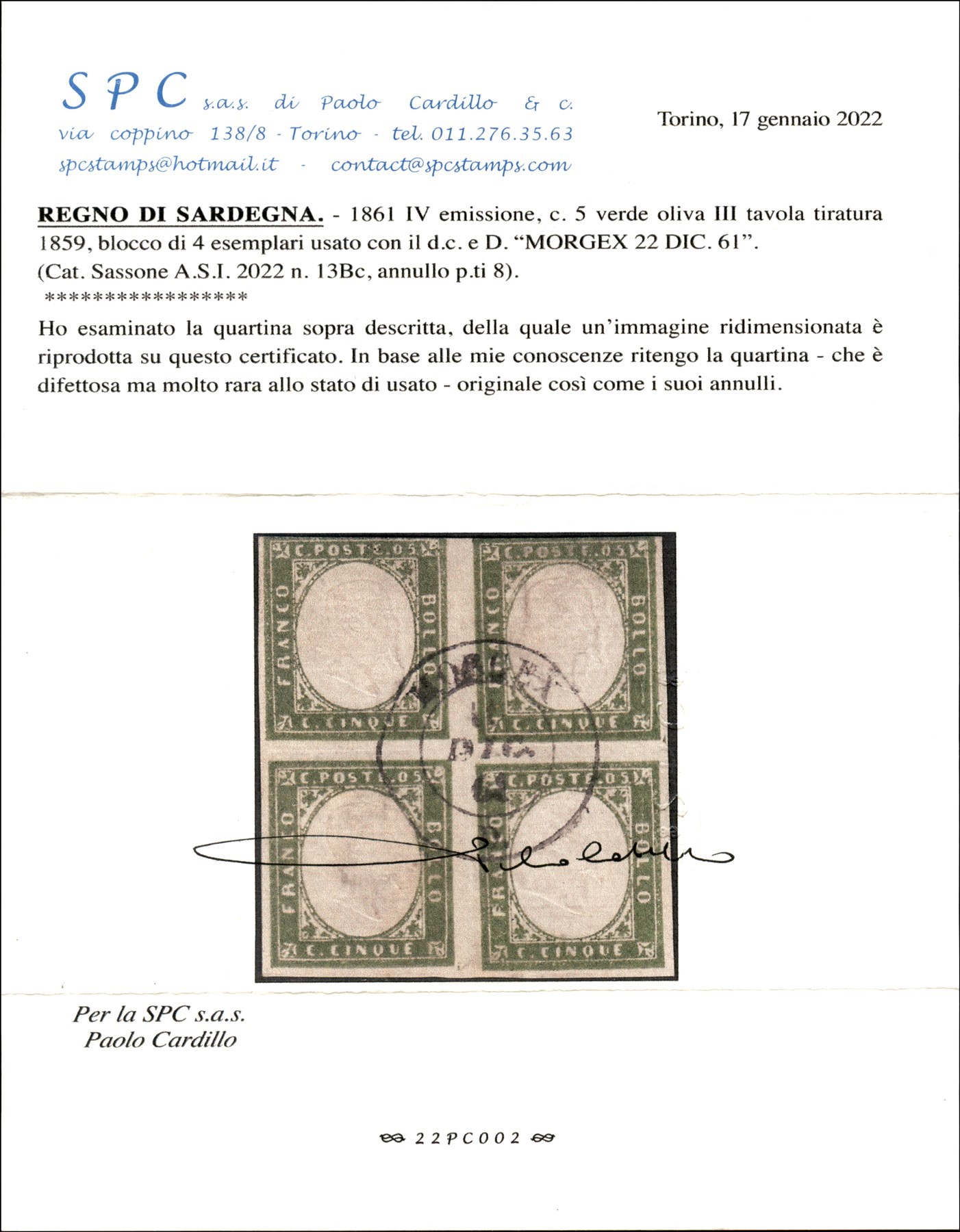 Italia / Antichi Stati Italiani / Sardegna / Posta Ordinaria