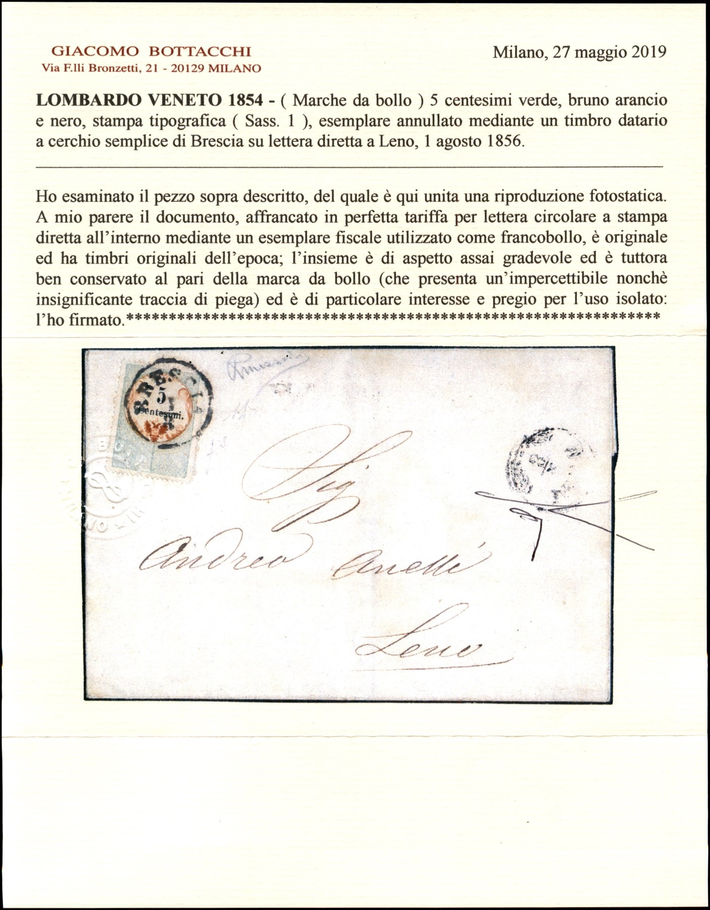 ITALIA / Antichi Stati Italiani / Lombardo Veneto / Marche da Bollo