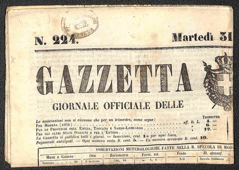 ITALIA / Antichi Stati Italiani / Modena / Posta ordinaria