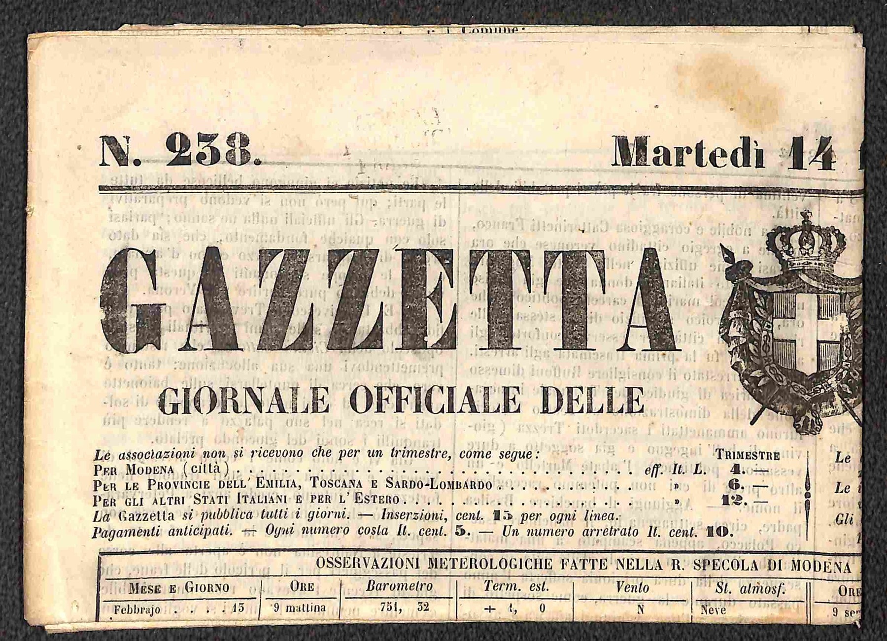 ITALIA / Antichi Stati Italiani / Modena / Posta ordinaria