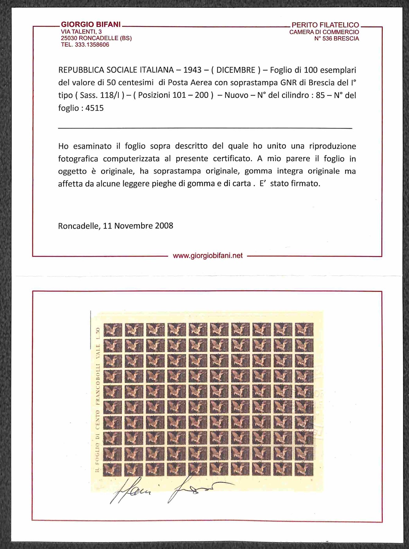 Italia / Rsi / G.n.r. Brescia / Posta Aerea