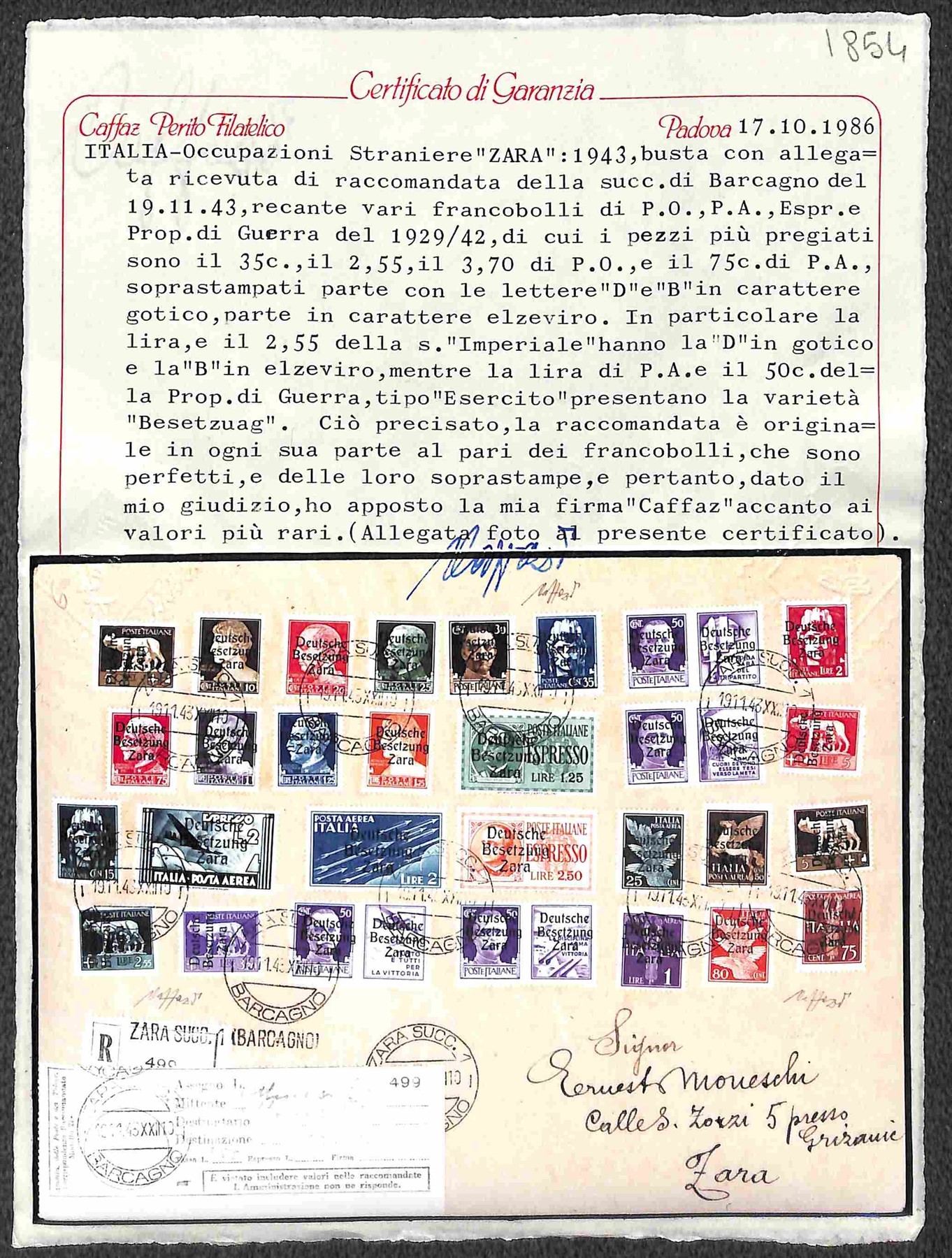 Italia / Occupazioni II Guerra Mondiale / Occupazione Tedesca / Zara / Posta Ordinaria + Aerea + ...