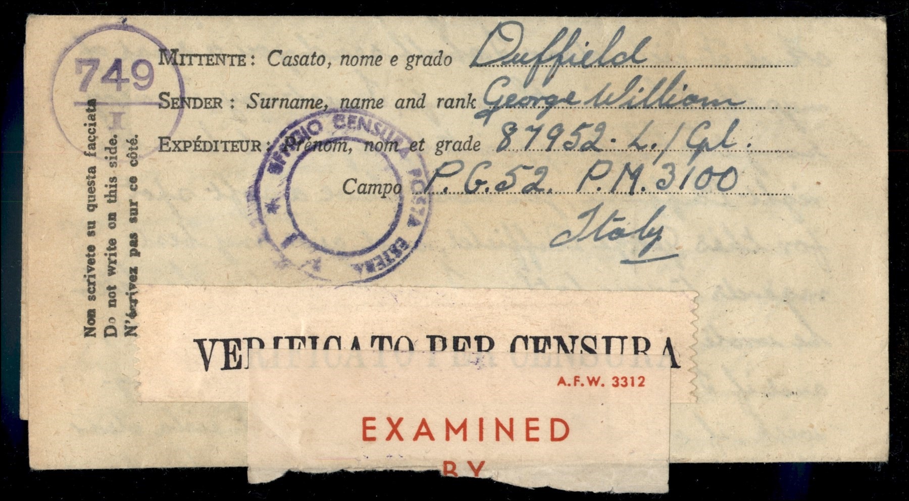 Italia / Regno / Vittorio Emanuele III / Posta Militare