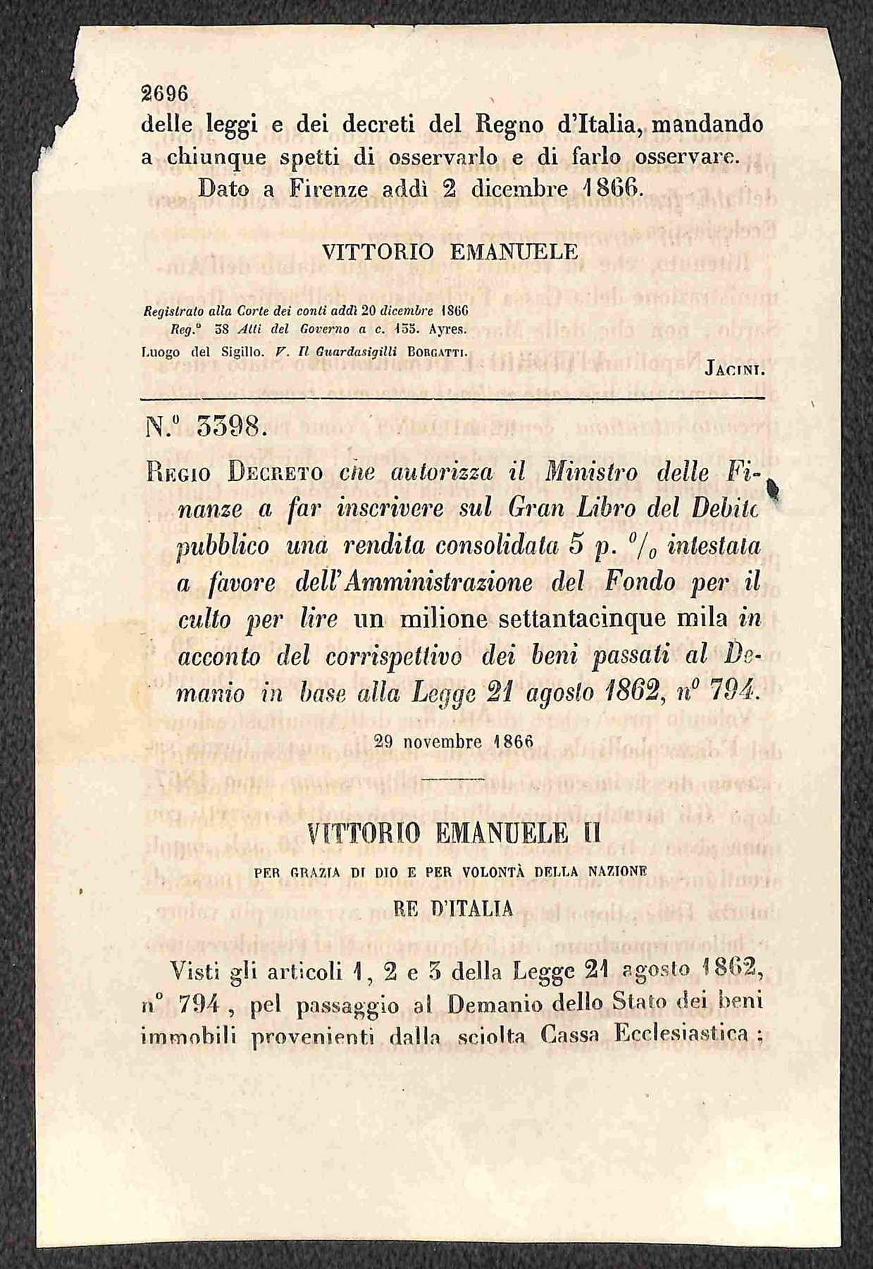 ITALIA / Regno / Vittorio Emanuele II / Saggi