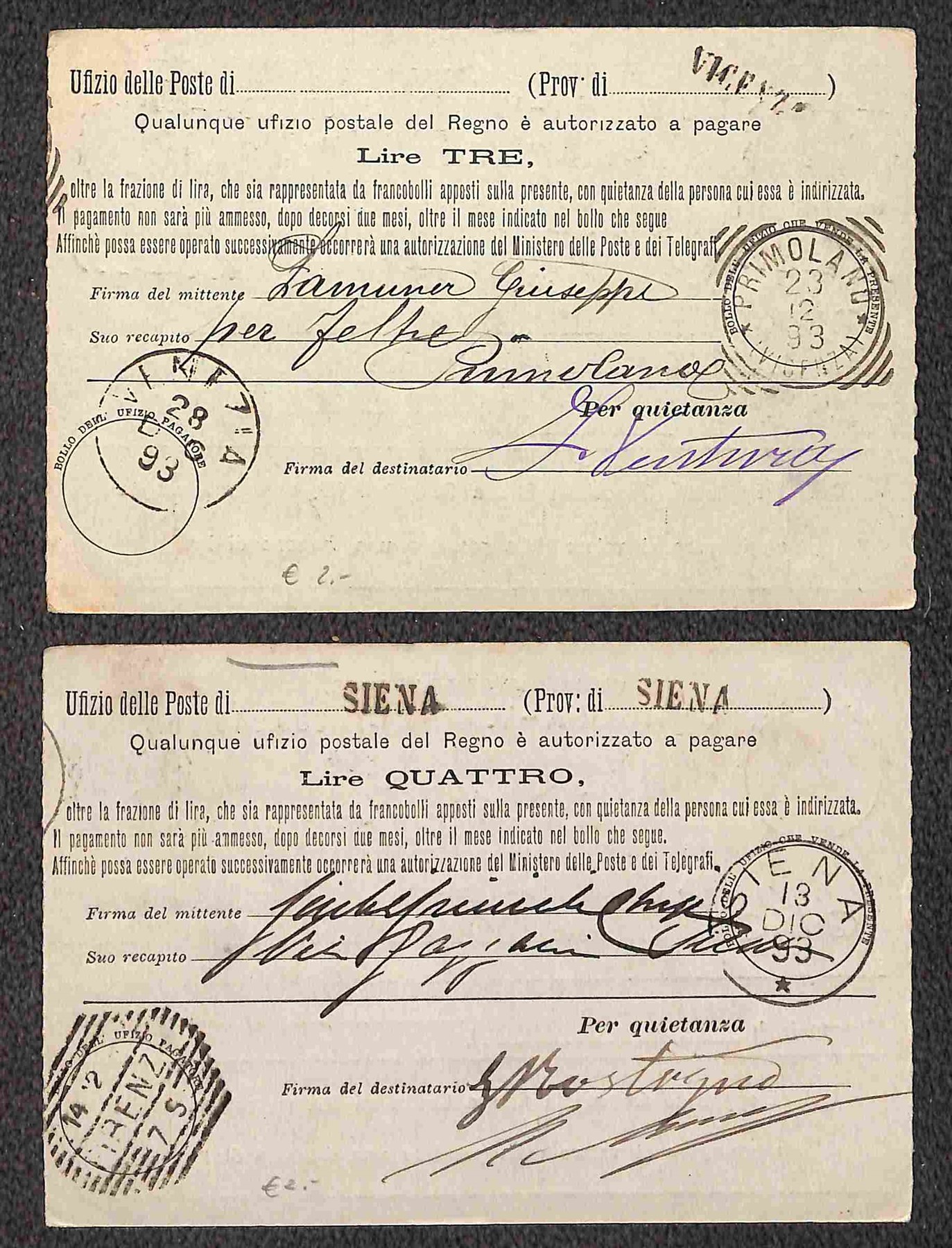 ITALIA / Regno / Umberto I / Posta ordinaria
