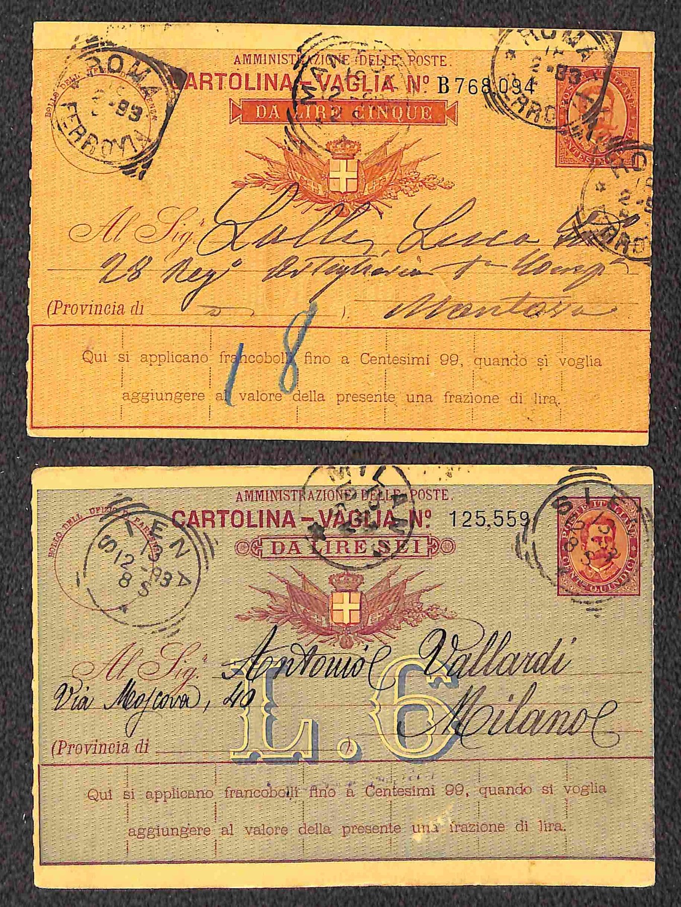 ITALIA / Regno / Umberto I / Posta ordinaria