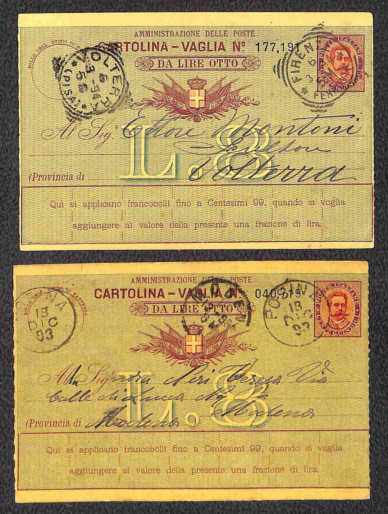 ITALIA / Regno / Umberto I / Posta ordinaria