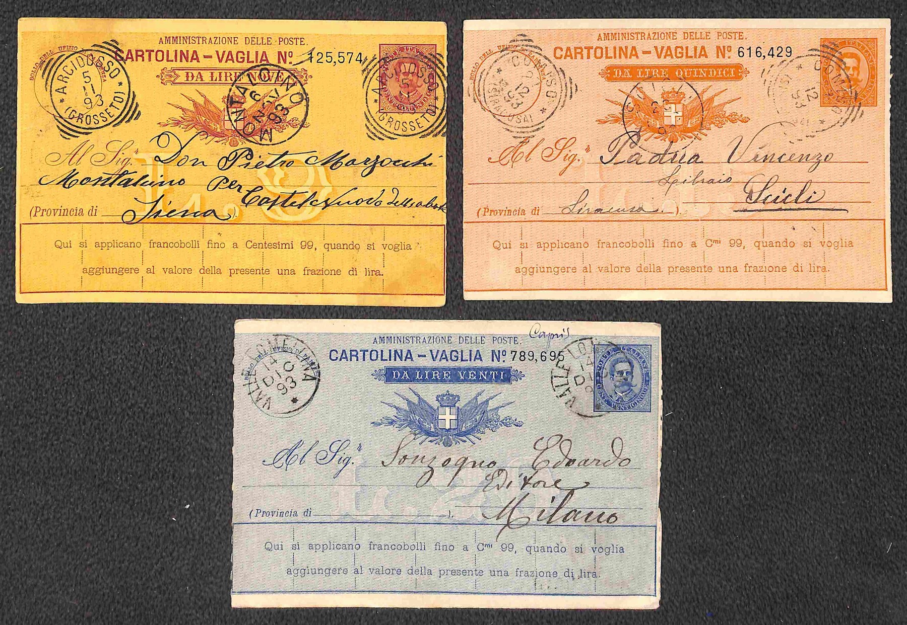 ITALIA / Regno / Umberto I / Posta ordinaria