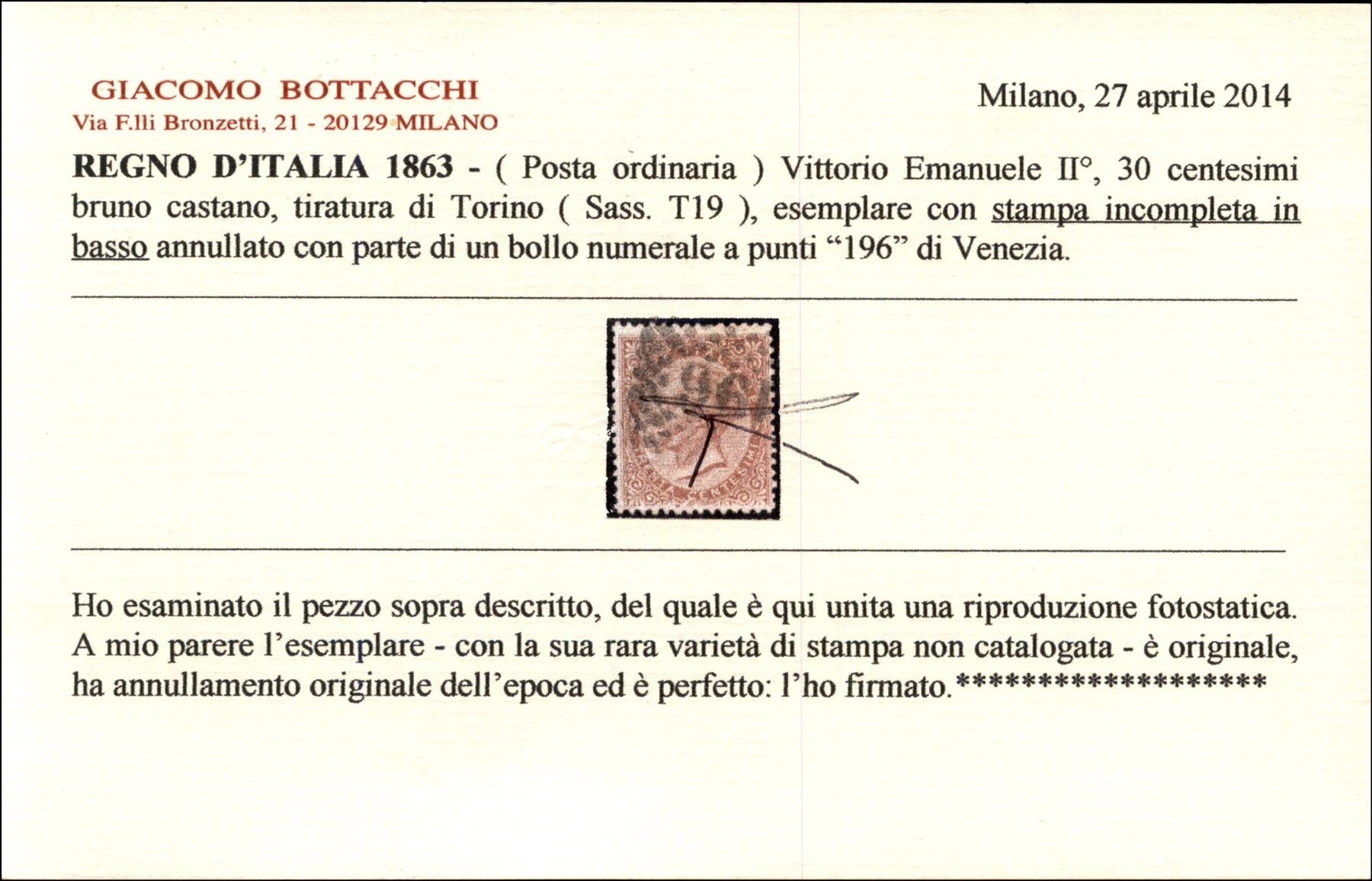 ITALIA / Regno / Vittorio Emanuele II / Posta ordinaria