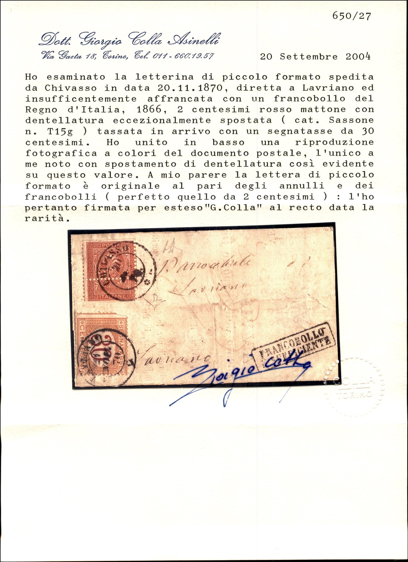 ITALIA / Regno / Vittorio Emanuele II / Posta ordinaria