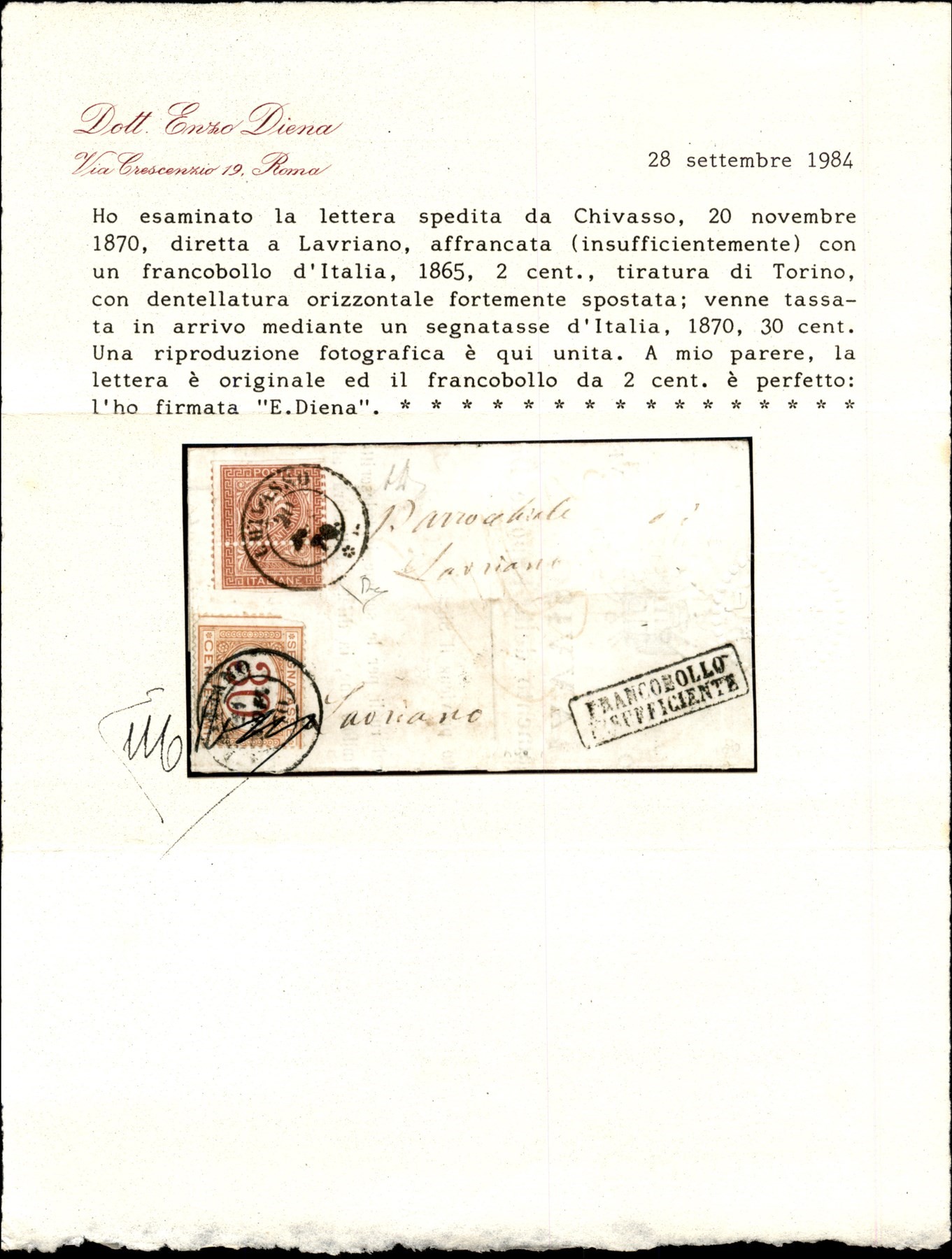 ITALIA / Regno / Vittorio Emanuele II / Posta ordinaria