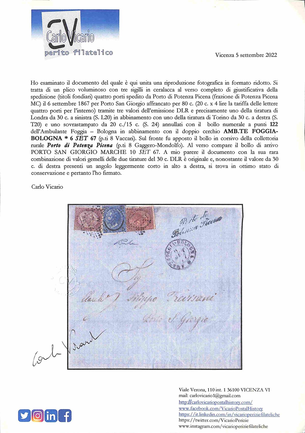 ITALIA / Regno / Vittorio Emanuele II / Posta ordinaria