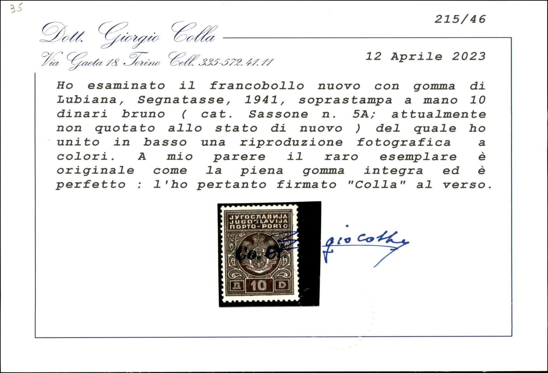 Italia / Occupazioni II Guerra Mondiale / Lubiana / Segnatasse