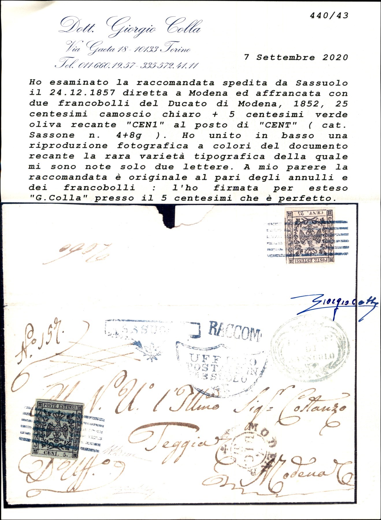 ITALIA / Antichi Stati Italiani / Modena / Posta ordinaria