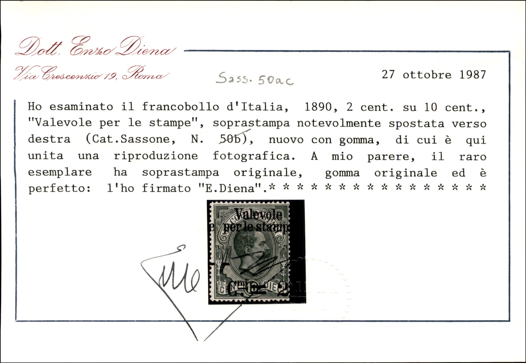 Italia / Regno / Umberto i / Posta Ordinaria