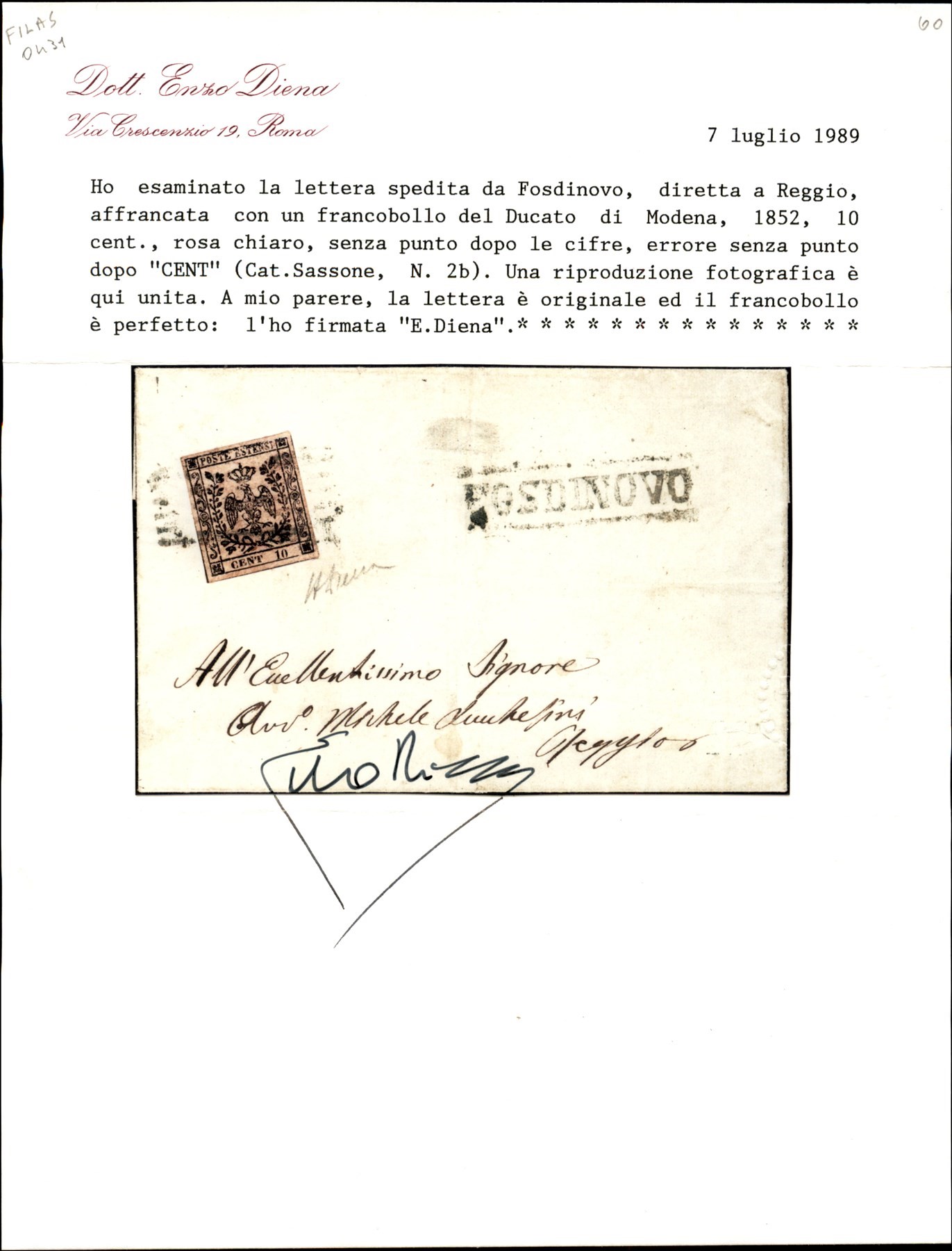 ITALIA / Antichi Stati Italiani / Modena / Posta ordinaria