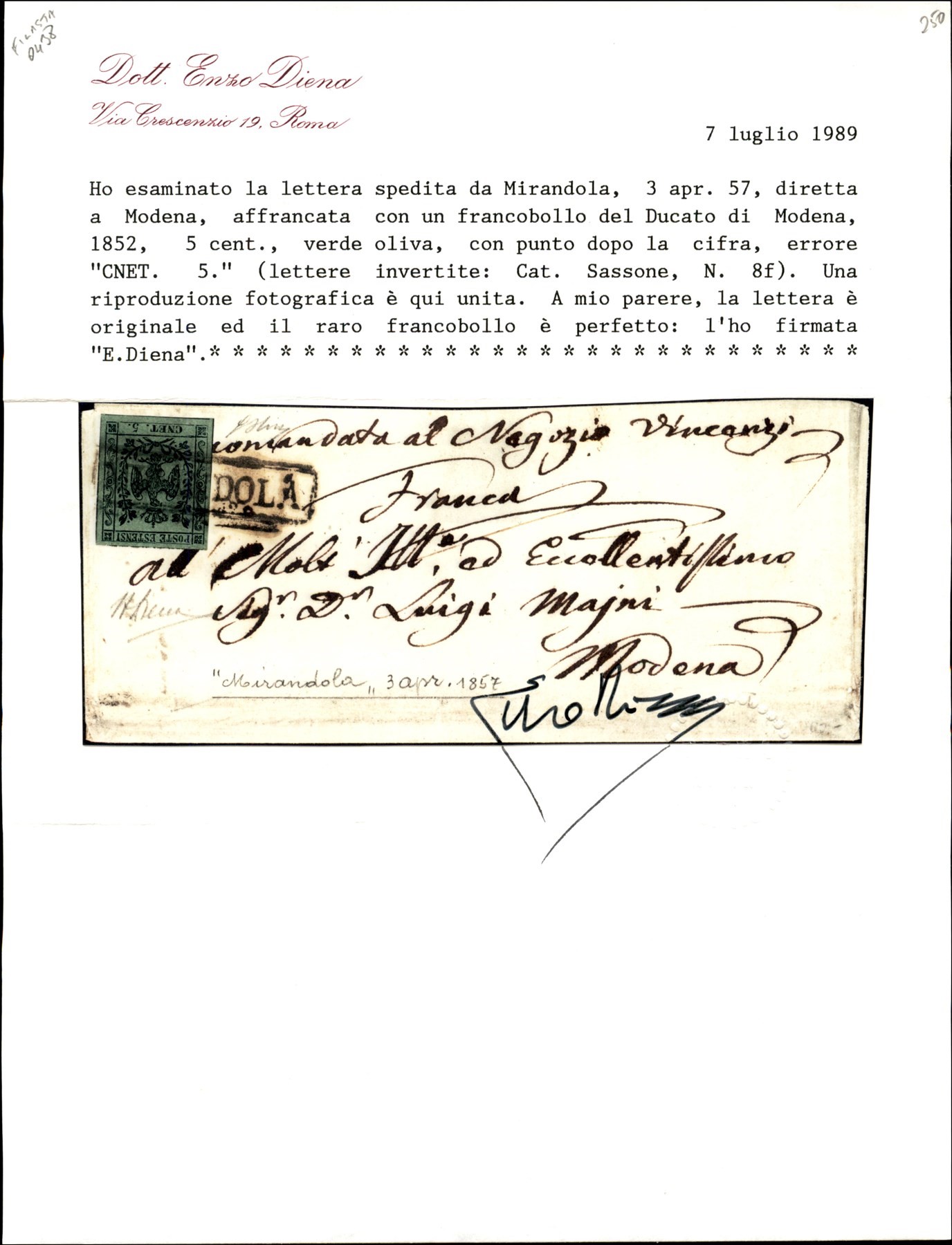 ITALIA / Antichi Stati Italiani / Modena / Posta ordinaria